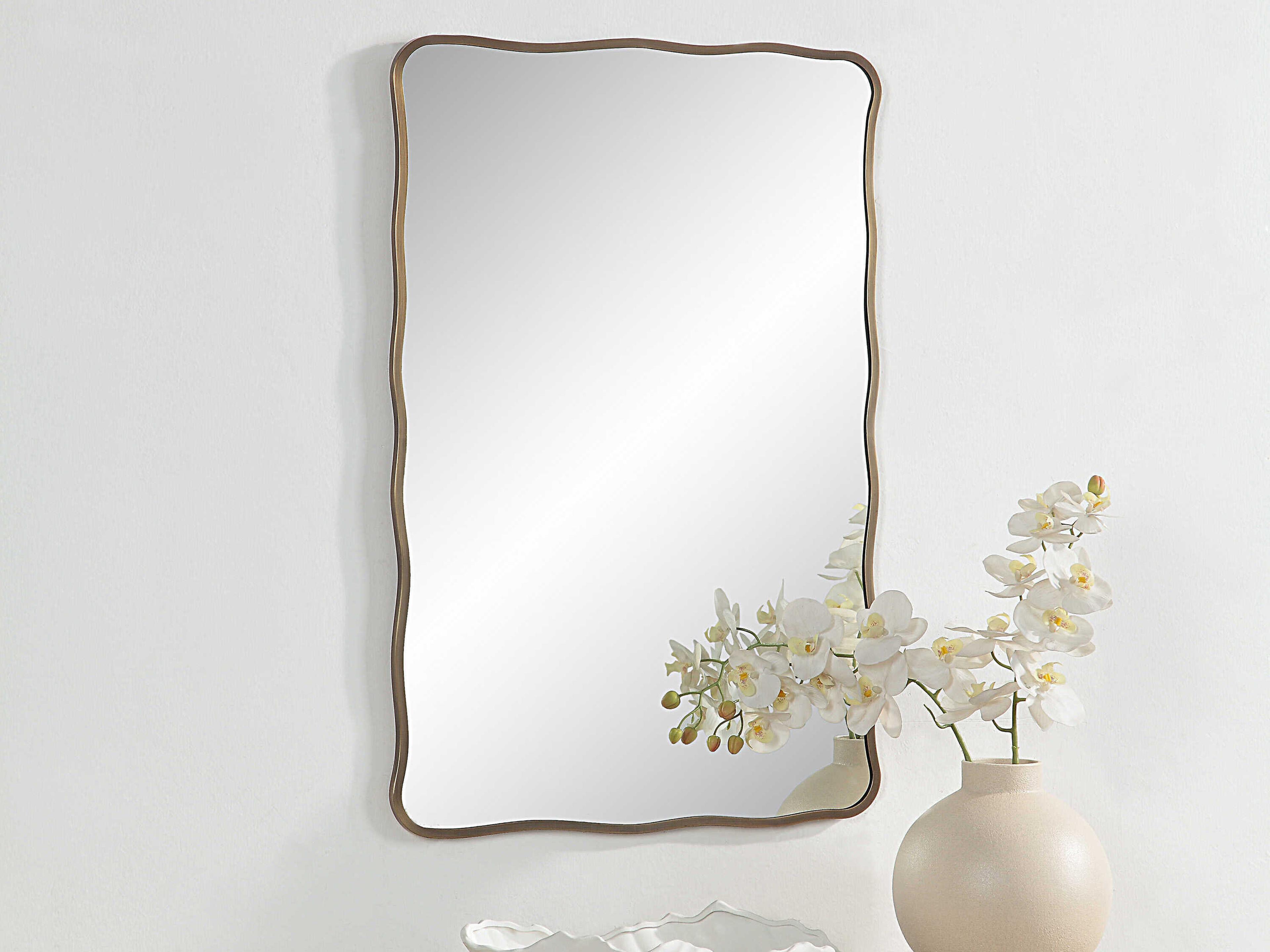 Renwil Basel Dark Antique Brushed Brass Rectangular Wall Mirror