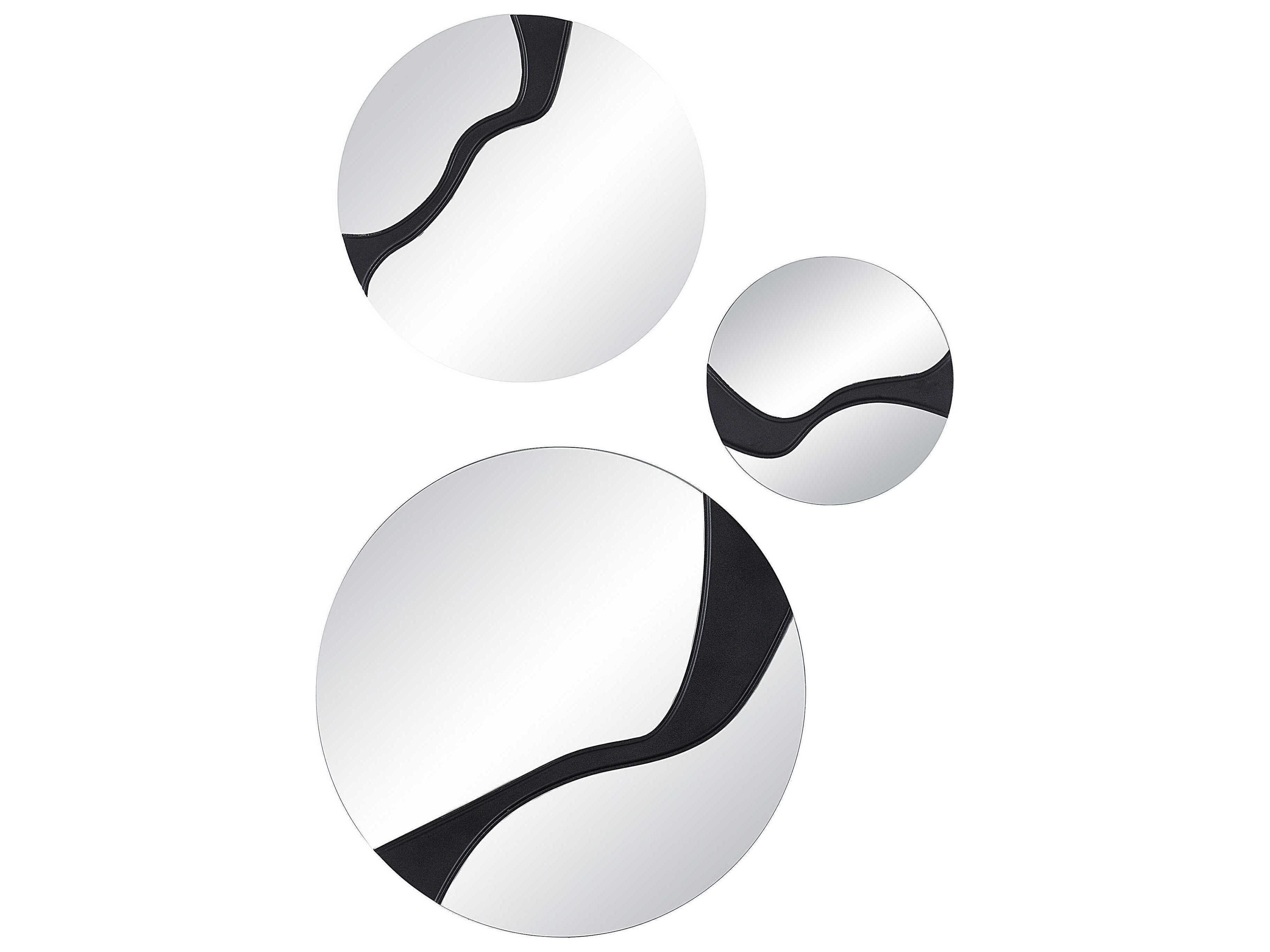 Dansk Textured Matte Black Round Wall Mirror Set of 3