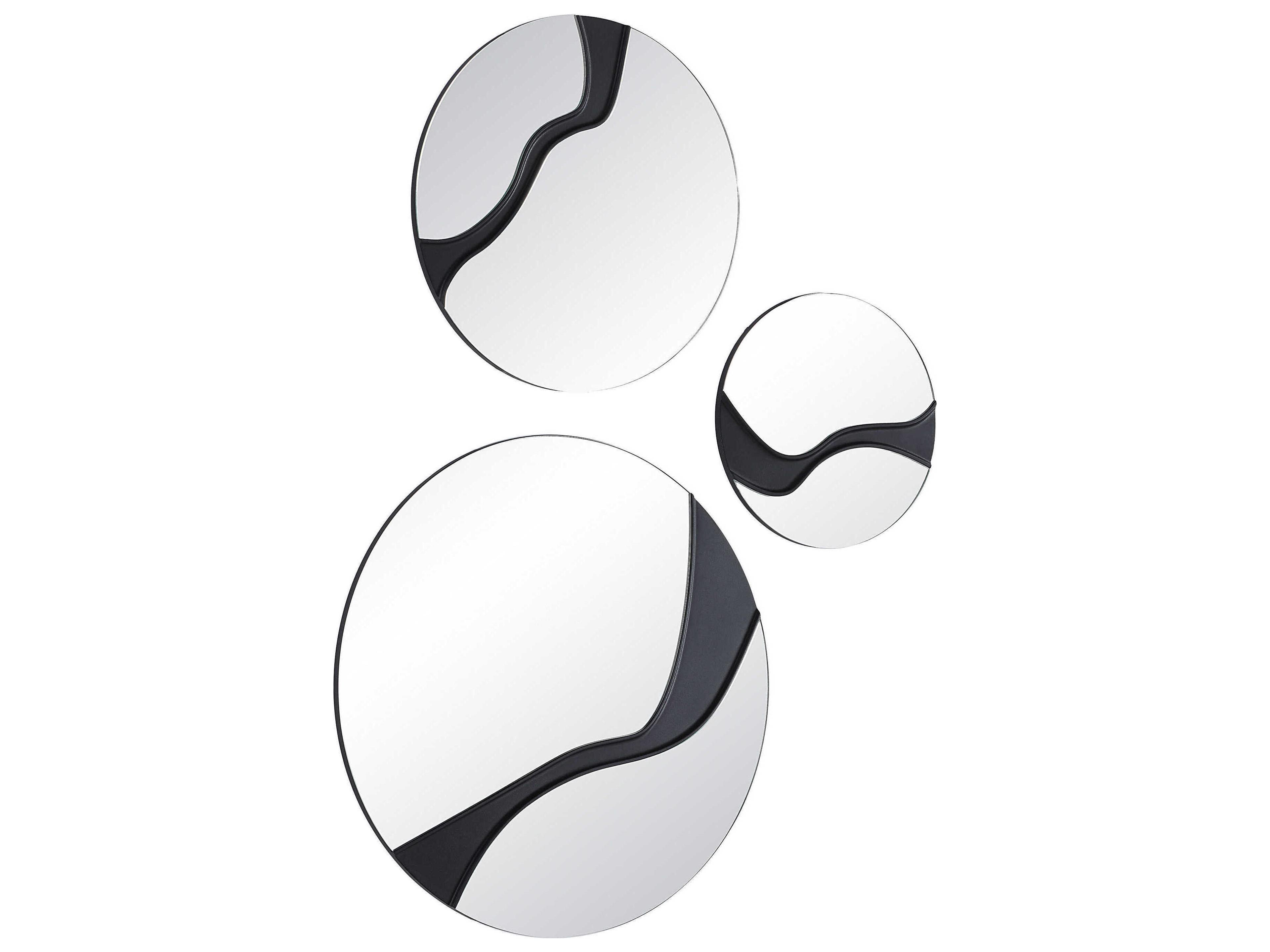 Renwil Dansk Textured Matte Black Round Wall Mirror Set of 3