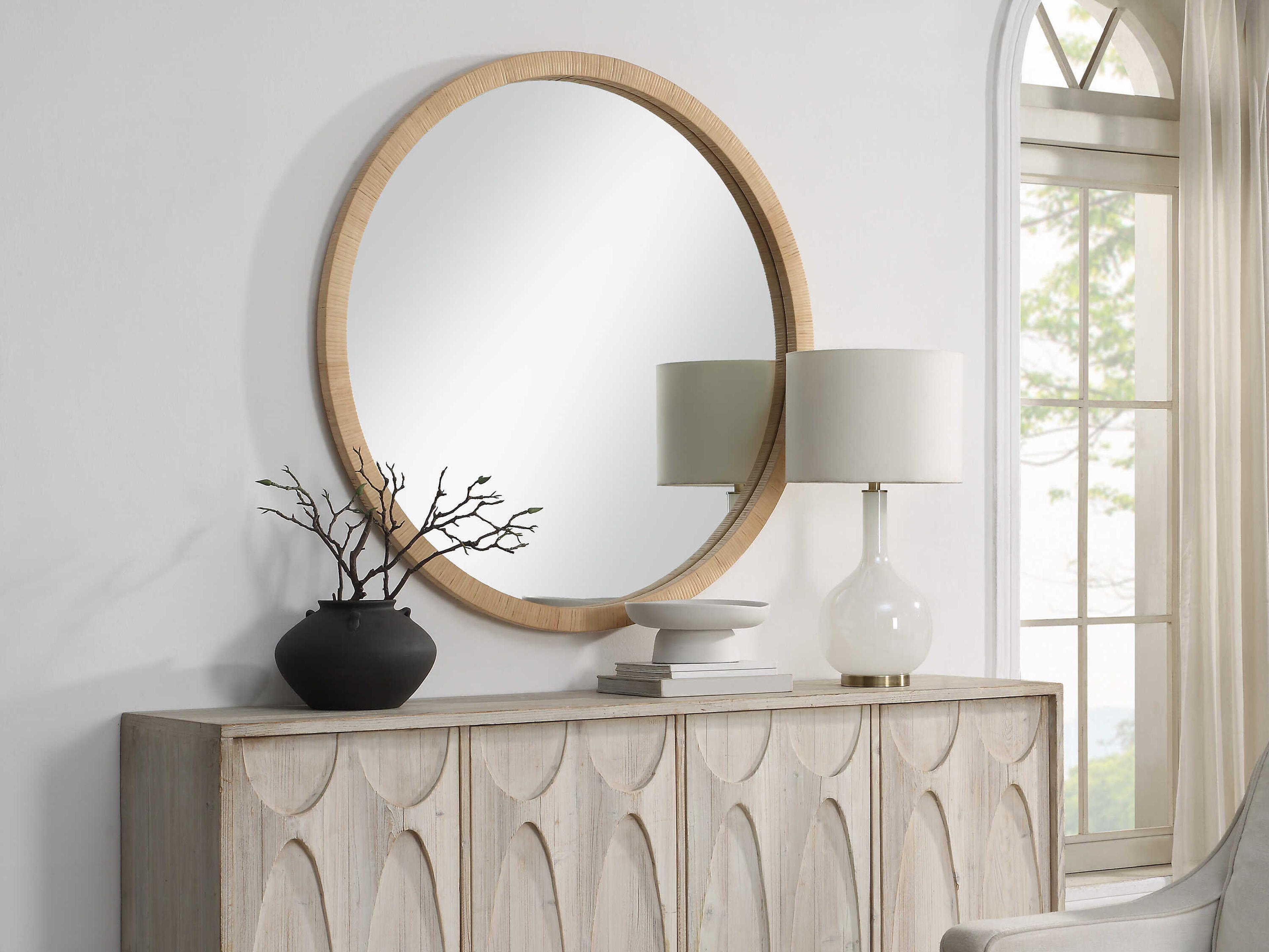 Renwil Rita Natural Round Wall Mirror
