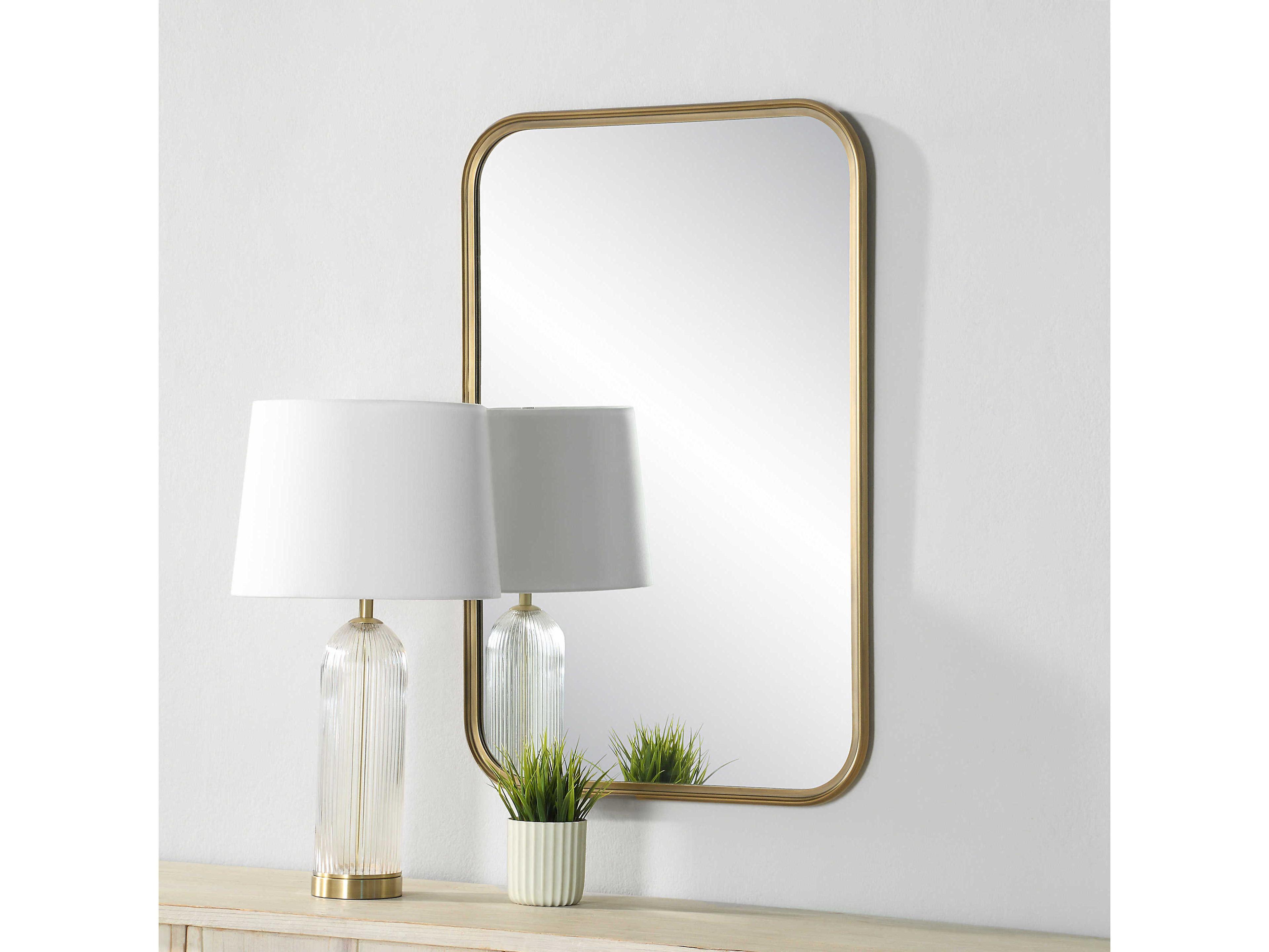 Renwil Jyn Antique Brushed Brass Rectangular Wall Mirror