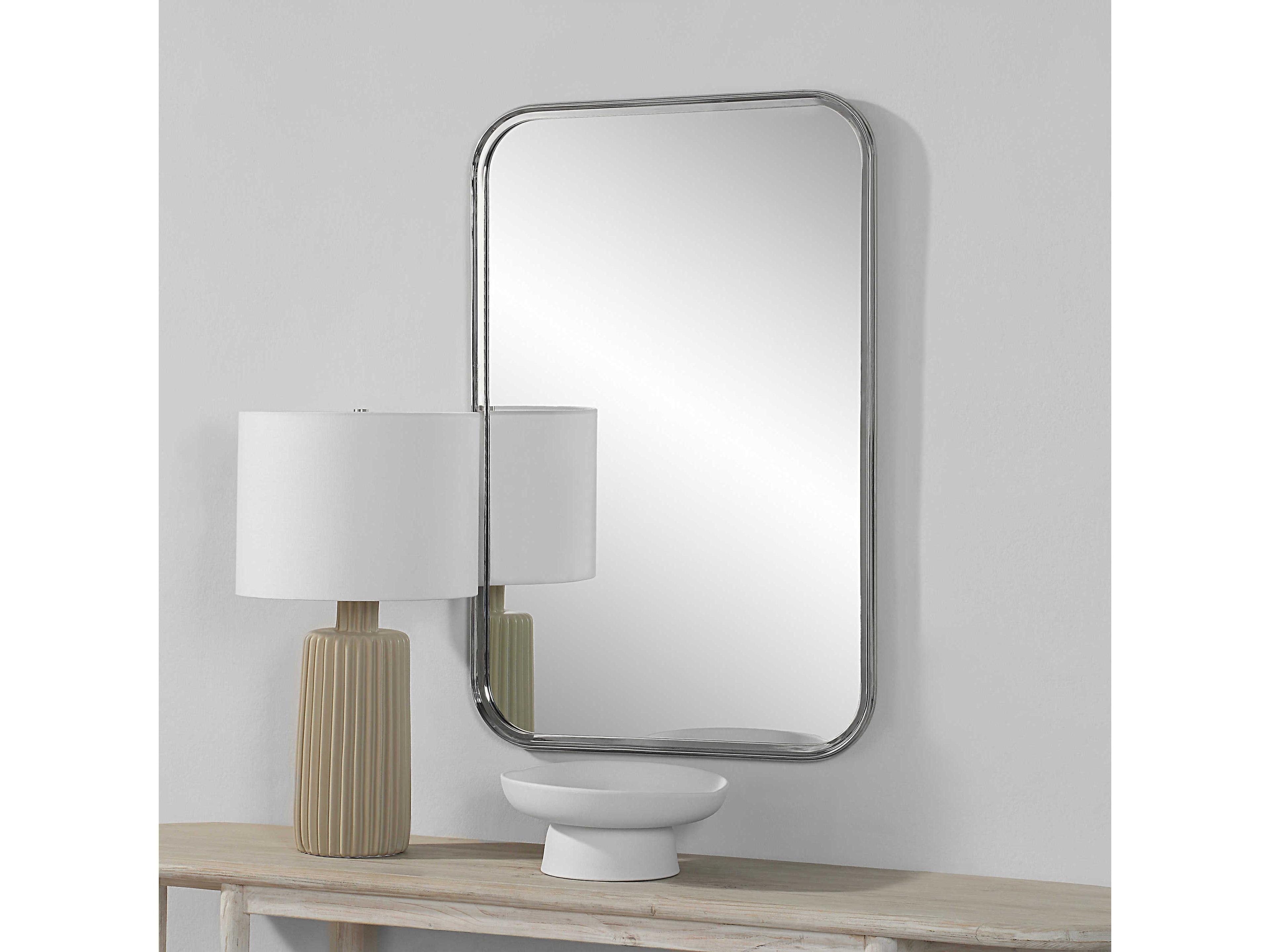 Renwil Sylvie Polished Nickel Rectangular Wall Mirror