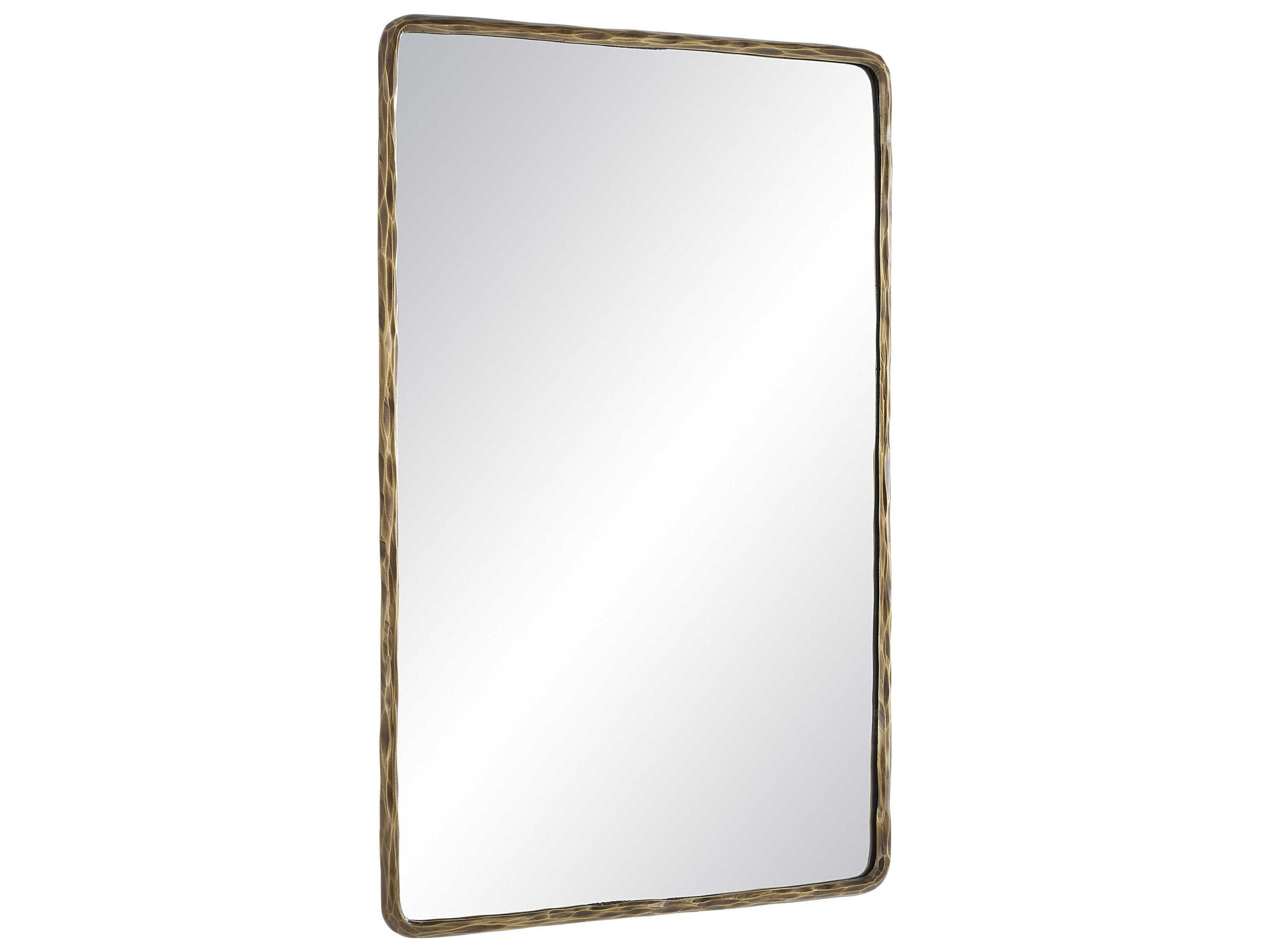 Renwil Ivory Dark Antique Brushed Brass Rectangular Wall Mirror