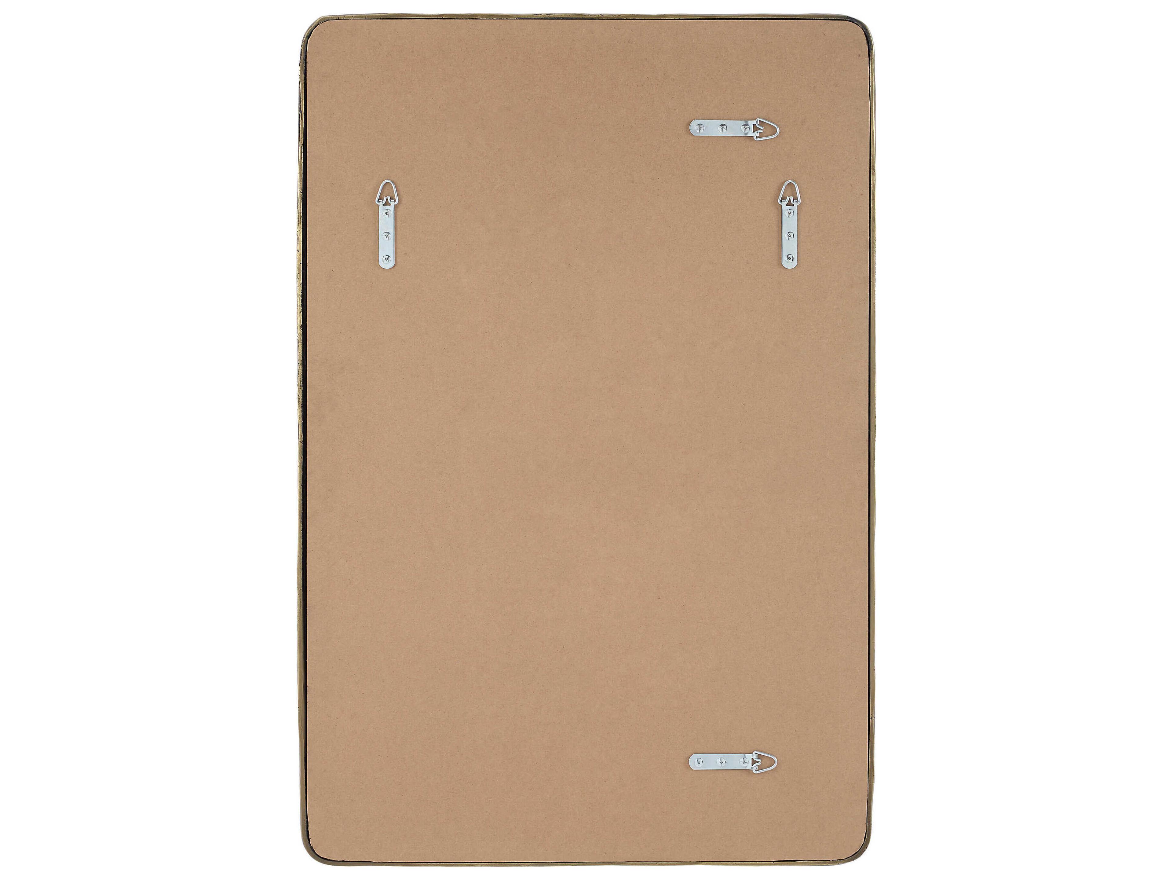 Renwil Ivory Dark Antique Brushed Brass Rectangular Wall Mirror