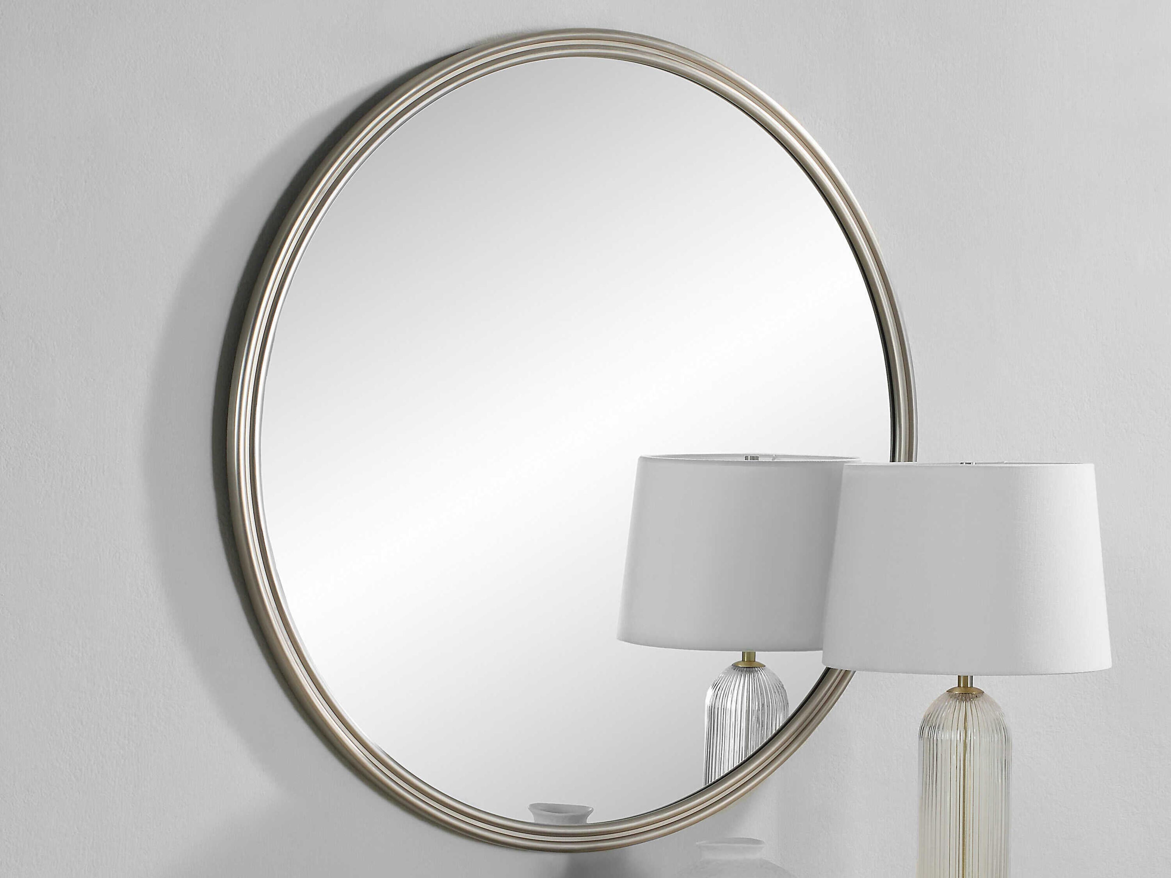 Renwil Oltimo Matte Satin Nickel Round Wall Mirror