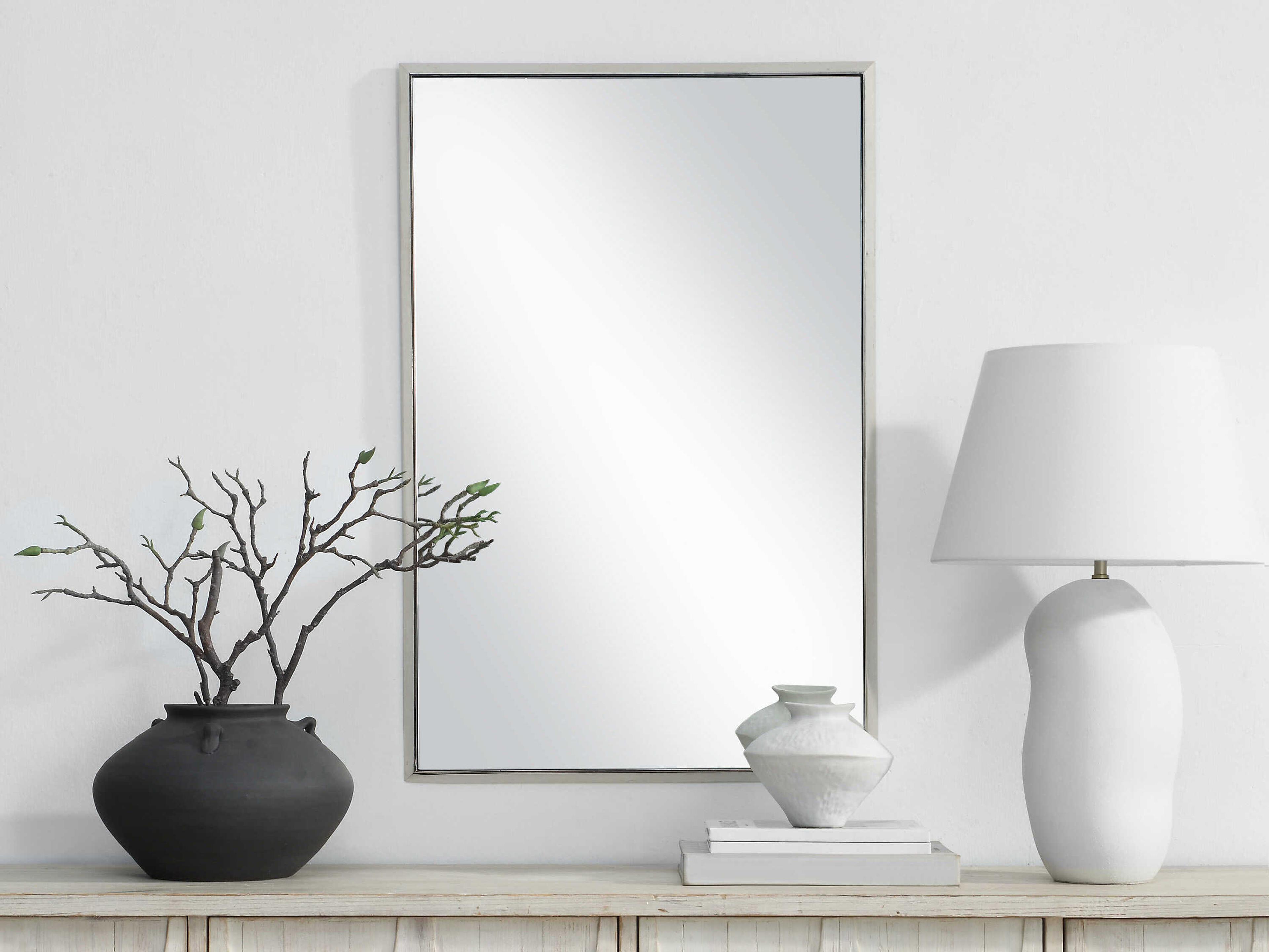 Renwil Dapia Nickel Rectangular Wall Mirror