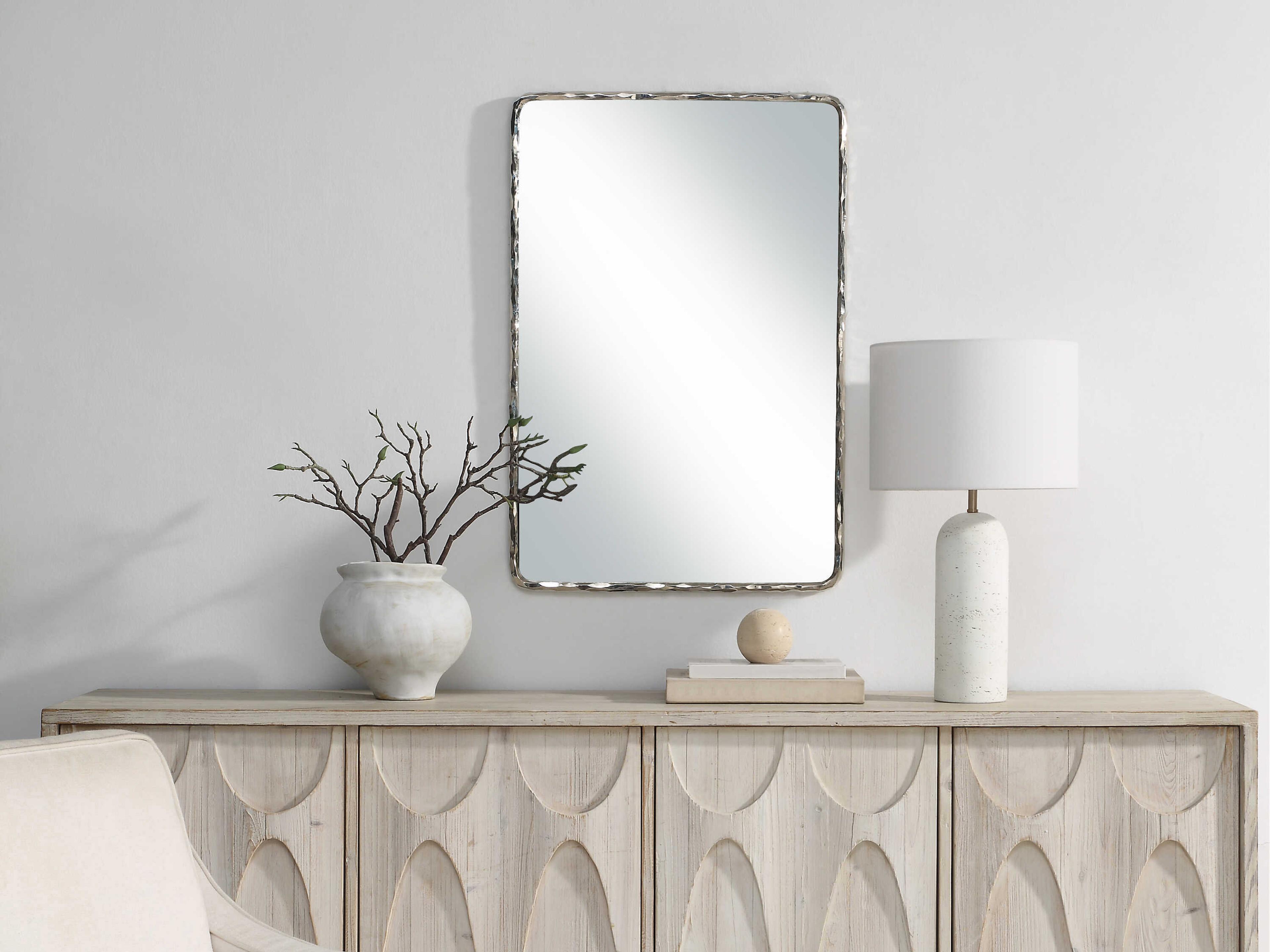 Renwil Pollonia Polished Nickel Rectangular Wall Mirror