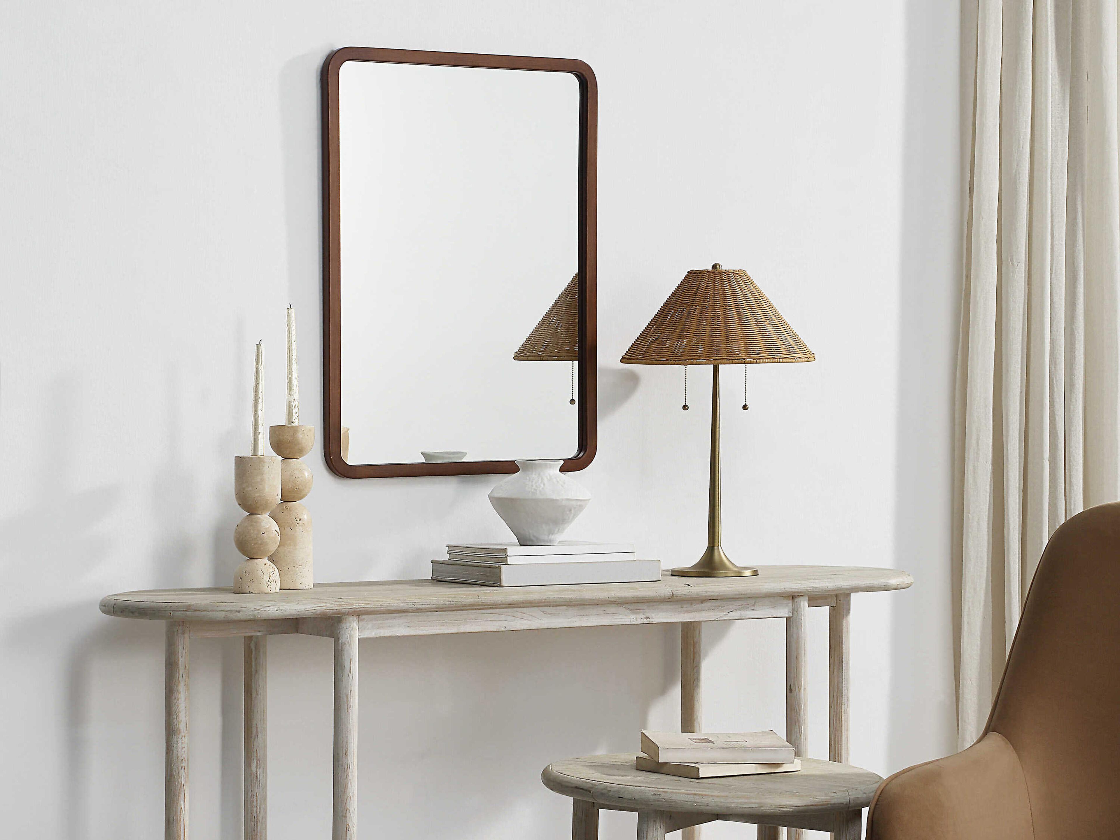 Renwil Tacna Walnut Rectangular Wall Mirror