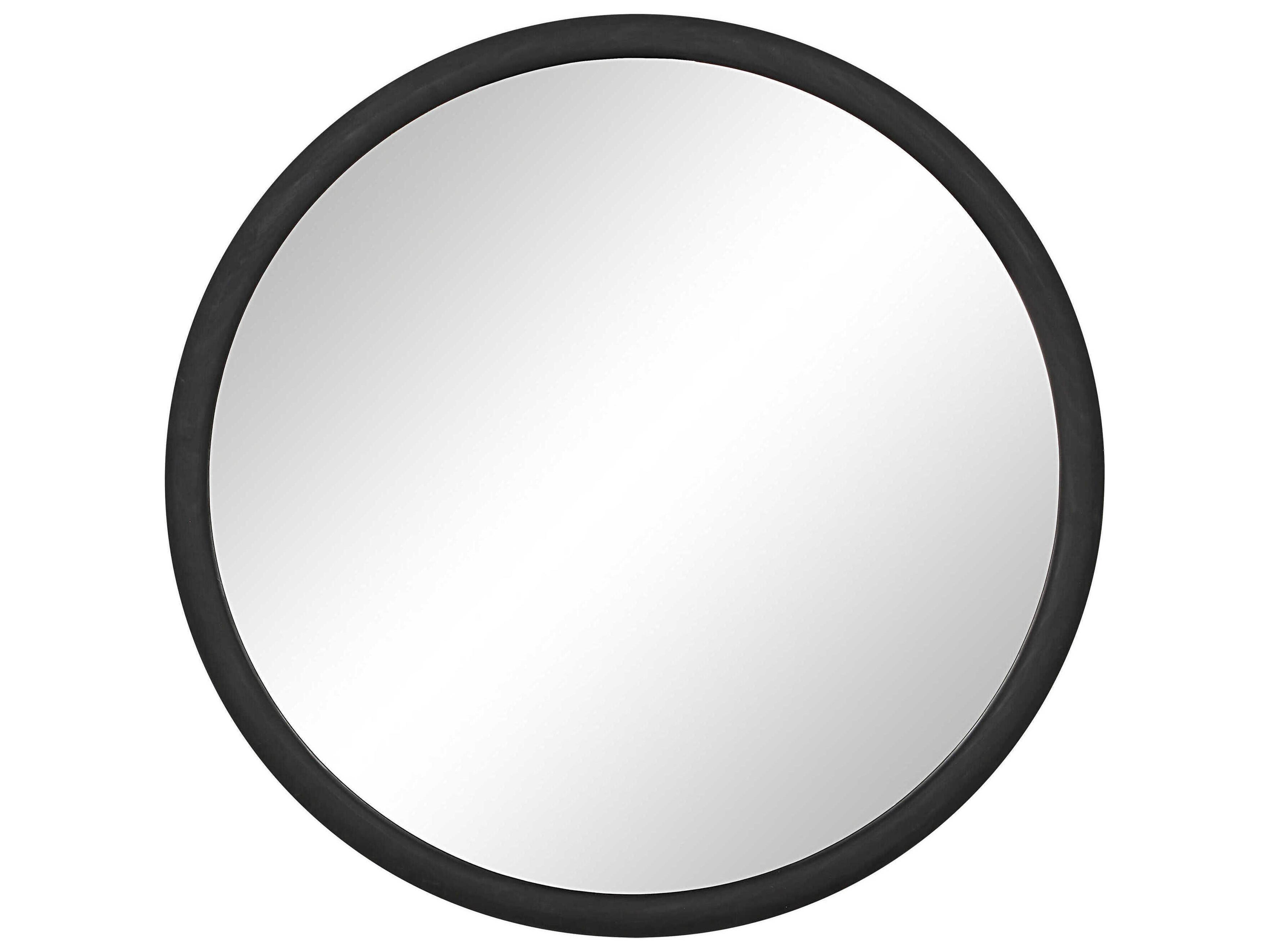 Olica Matte Black Round Wall Mirror