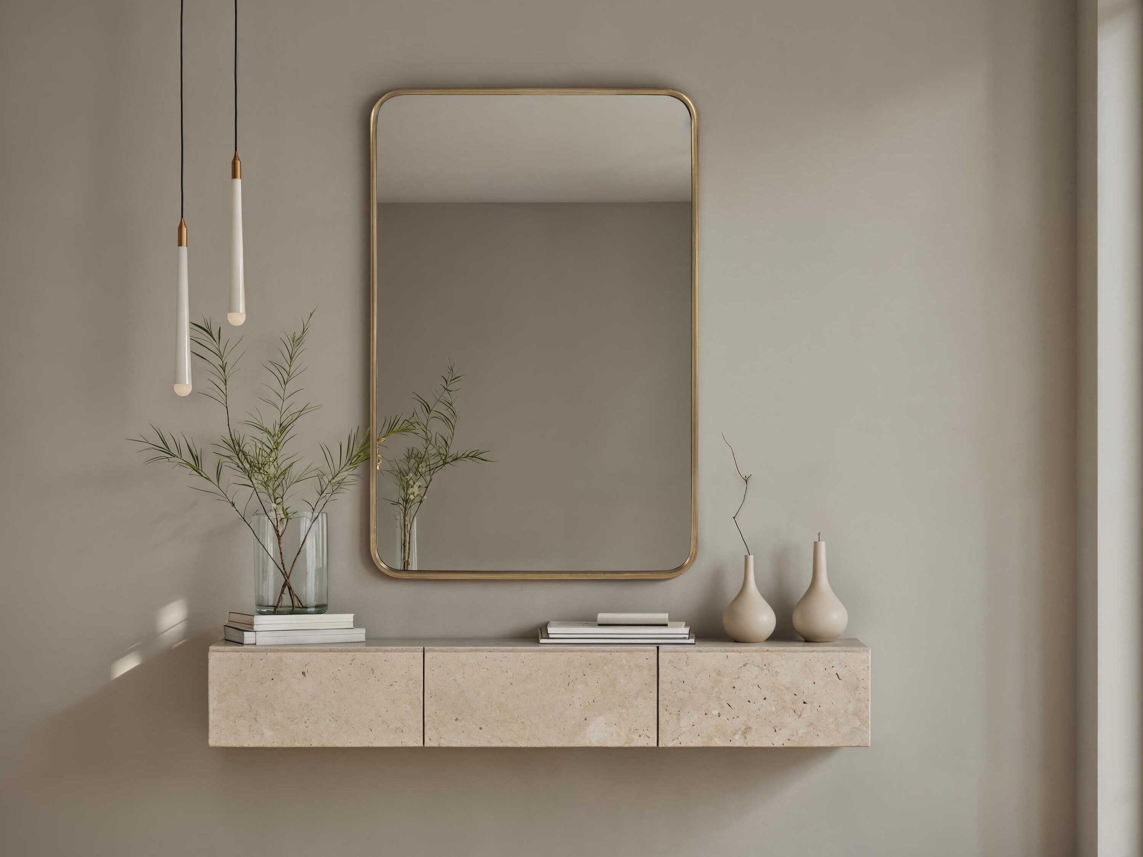 Renwil Franca Dark Antique Brushed Brass Rectangular Wall Mirror