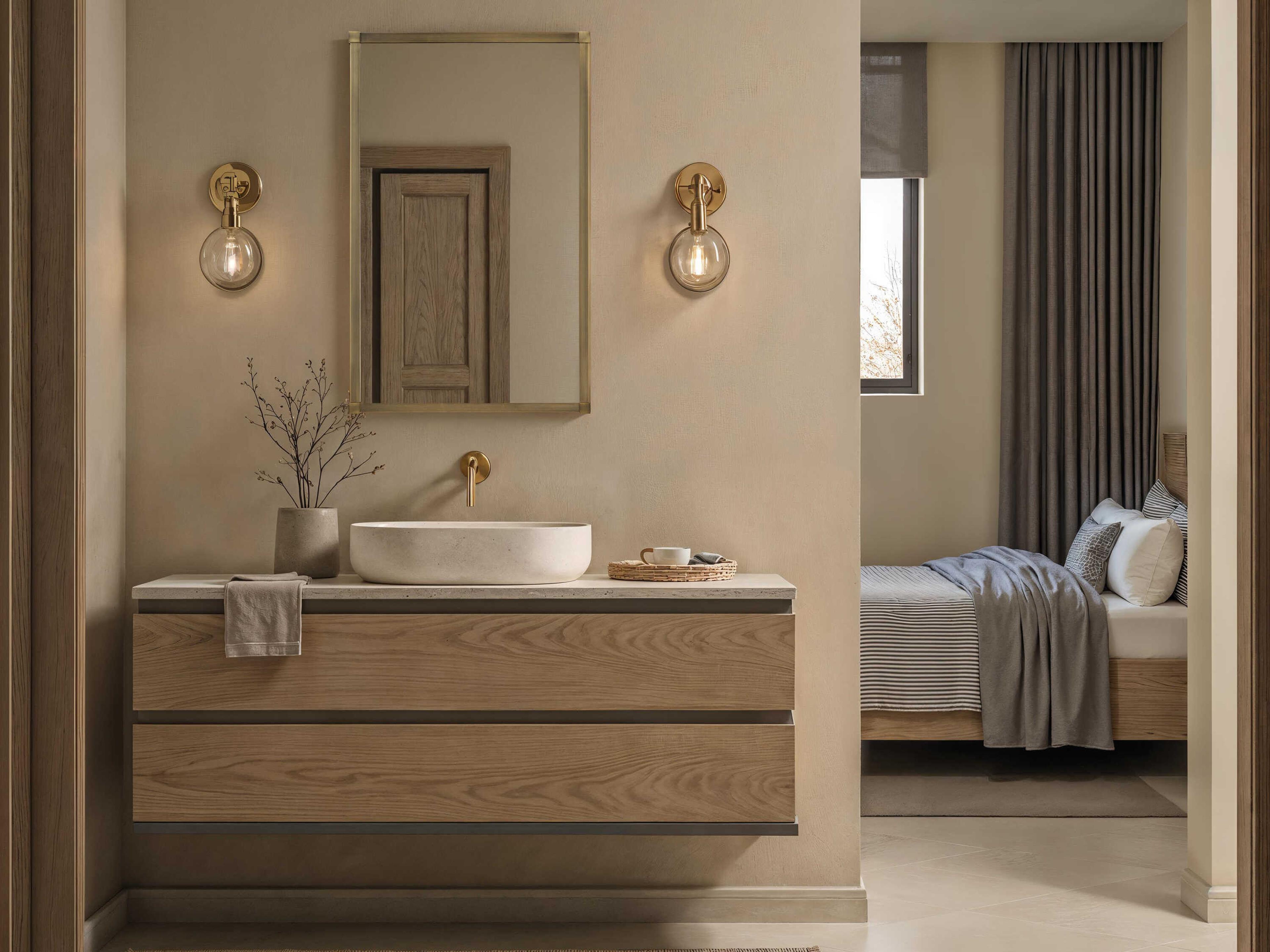 Renwil Khaya Dark Antique Brushed Brass Rectangular Wall Mirror