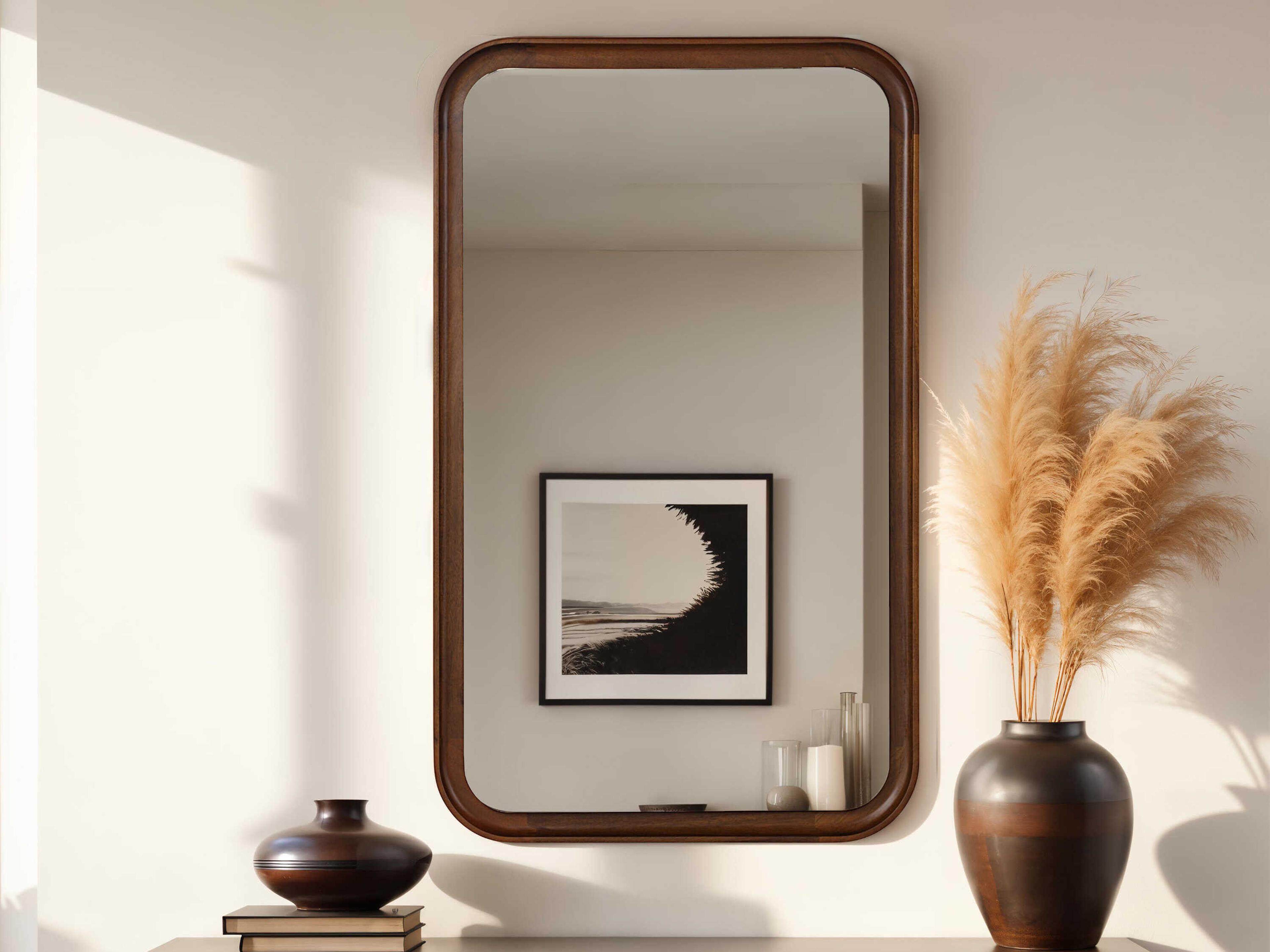 Renwil Salvia Walnut Rectangular Wall Mirror
