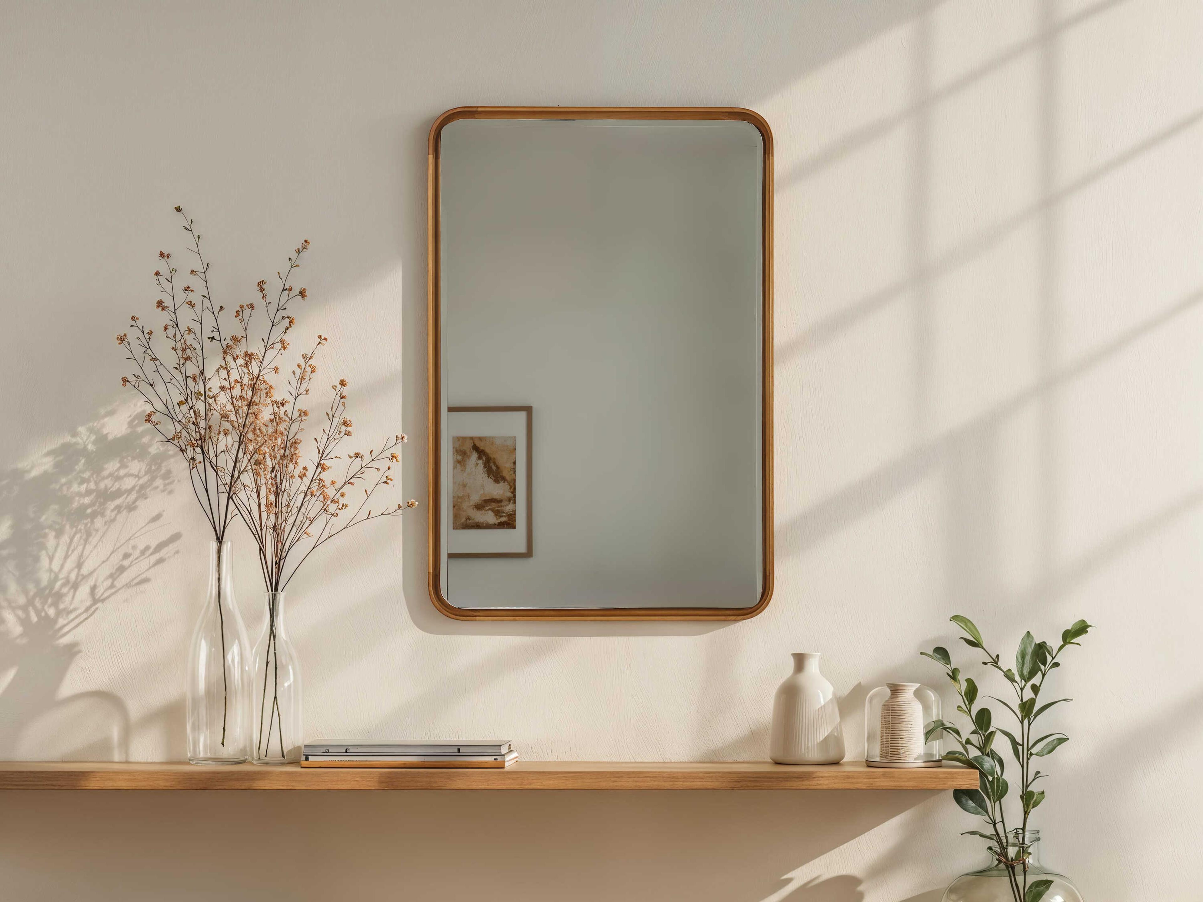 Renwil Tillie Natural Rectangular Wall Mirror
