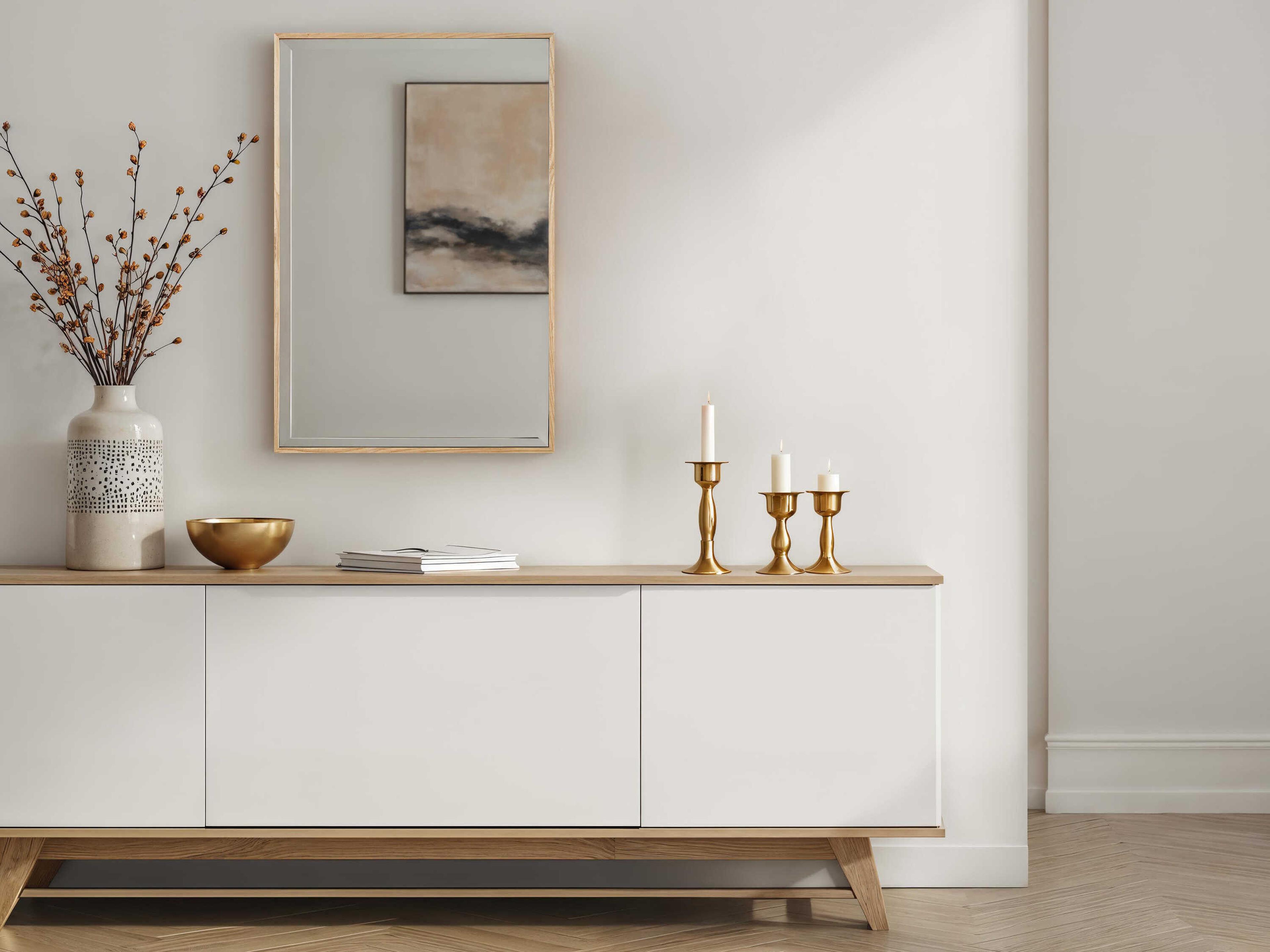 Renwil Greyson Natural Rectangular Wall Mirror