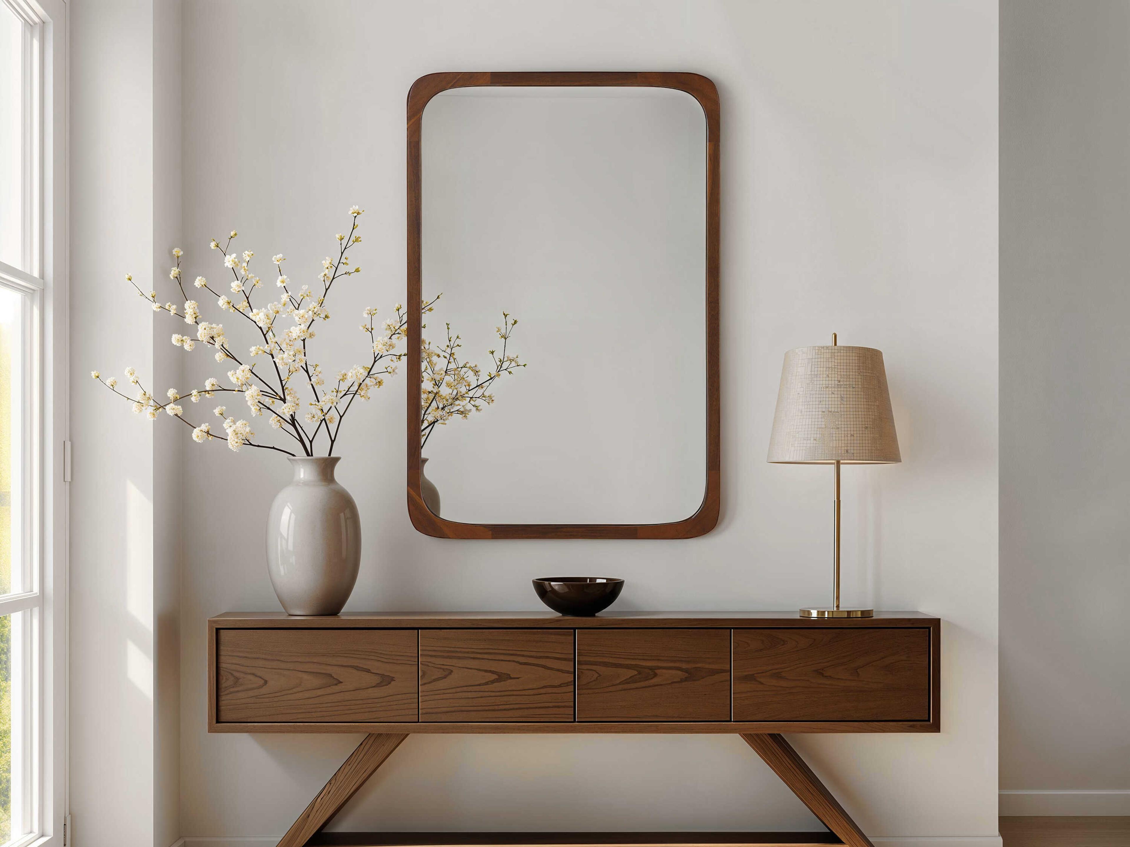 Renwil Sisley Walnut Rectangular Wall Mirror