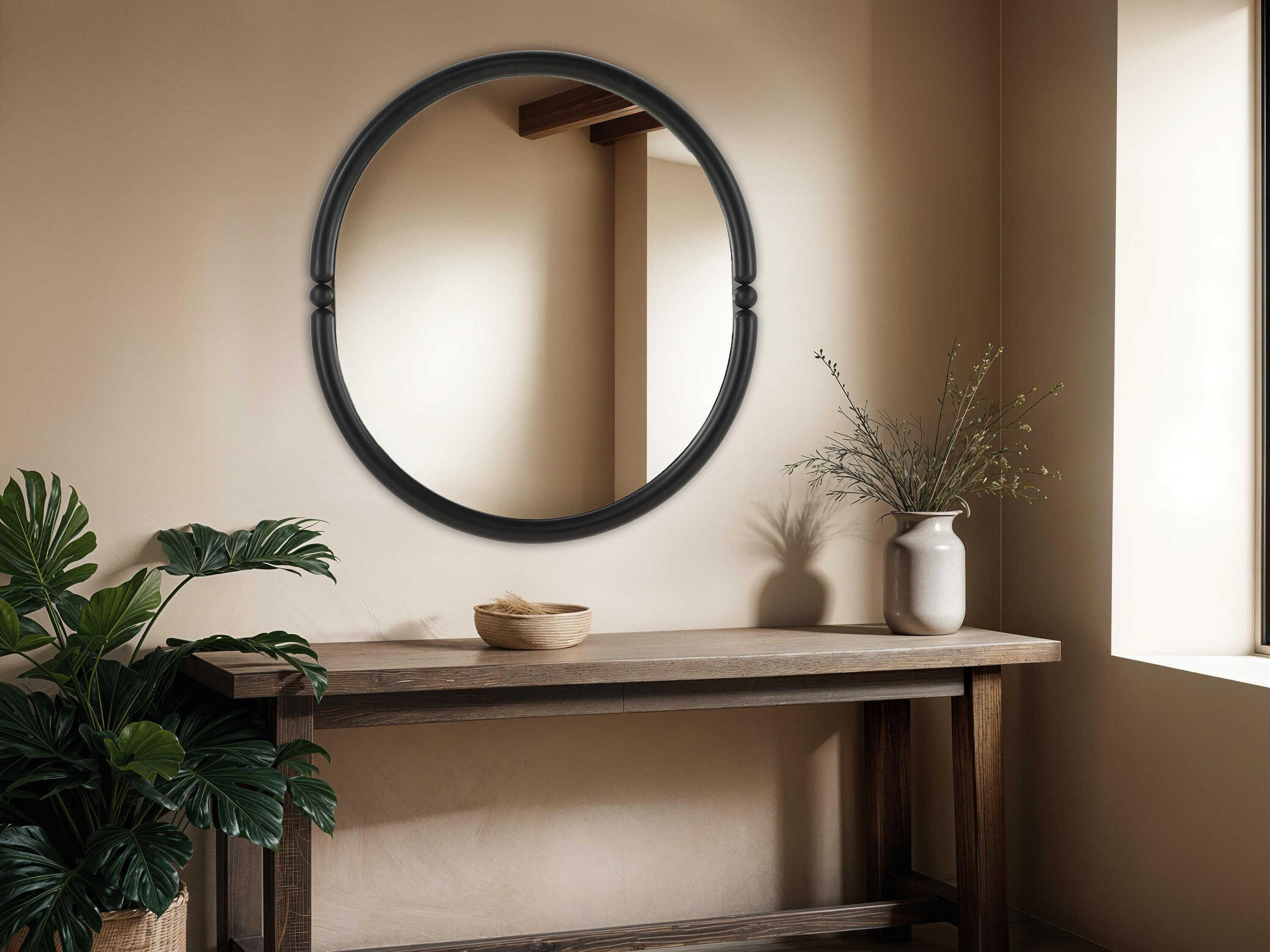 Renwil Ditto Matte Black Oval Wall Mirror