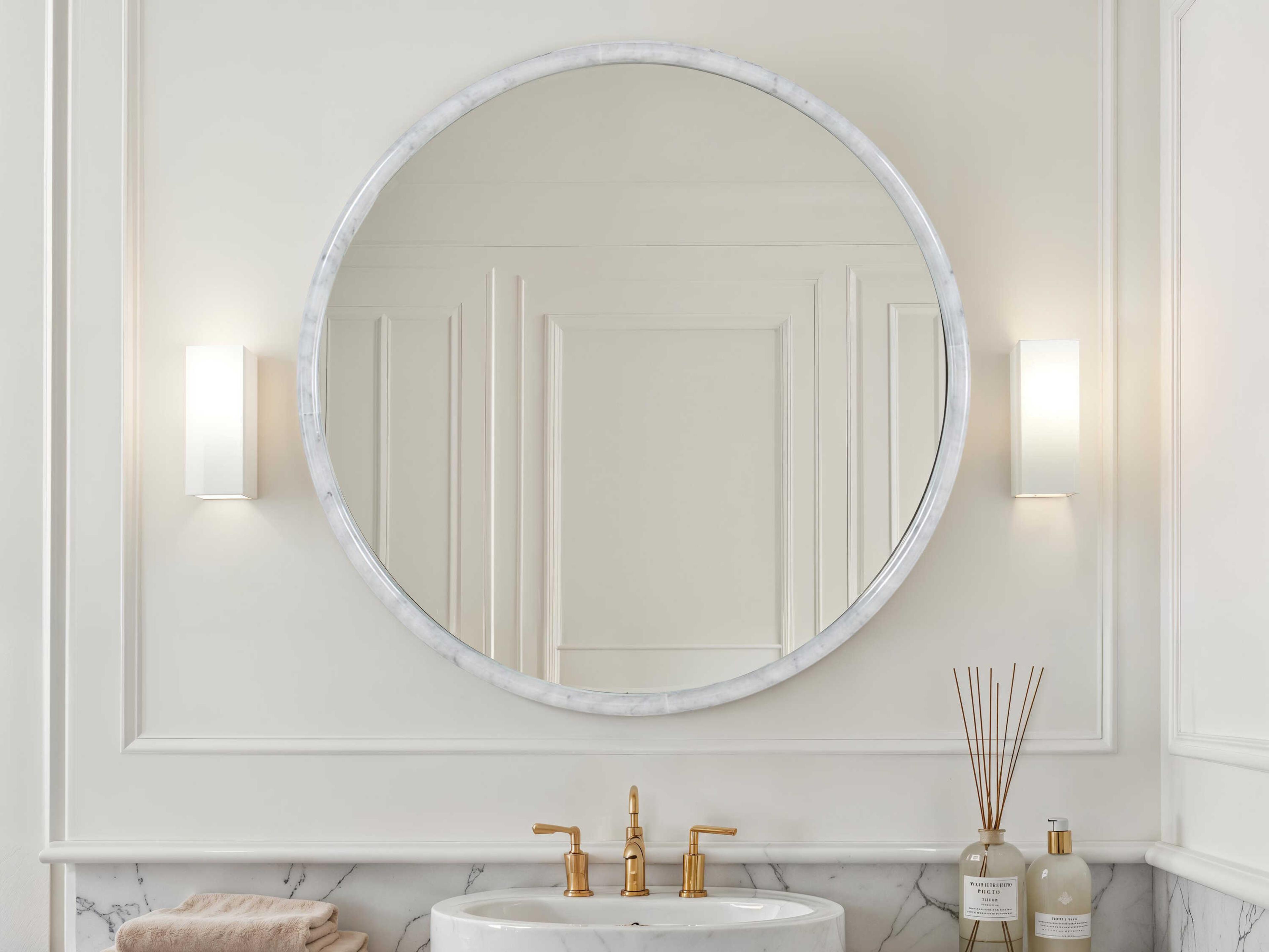 Renwil Cento White Round Wall Mirror