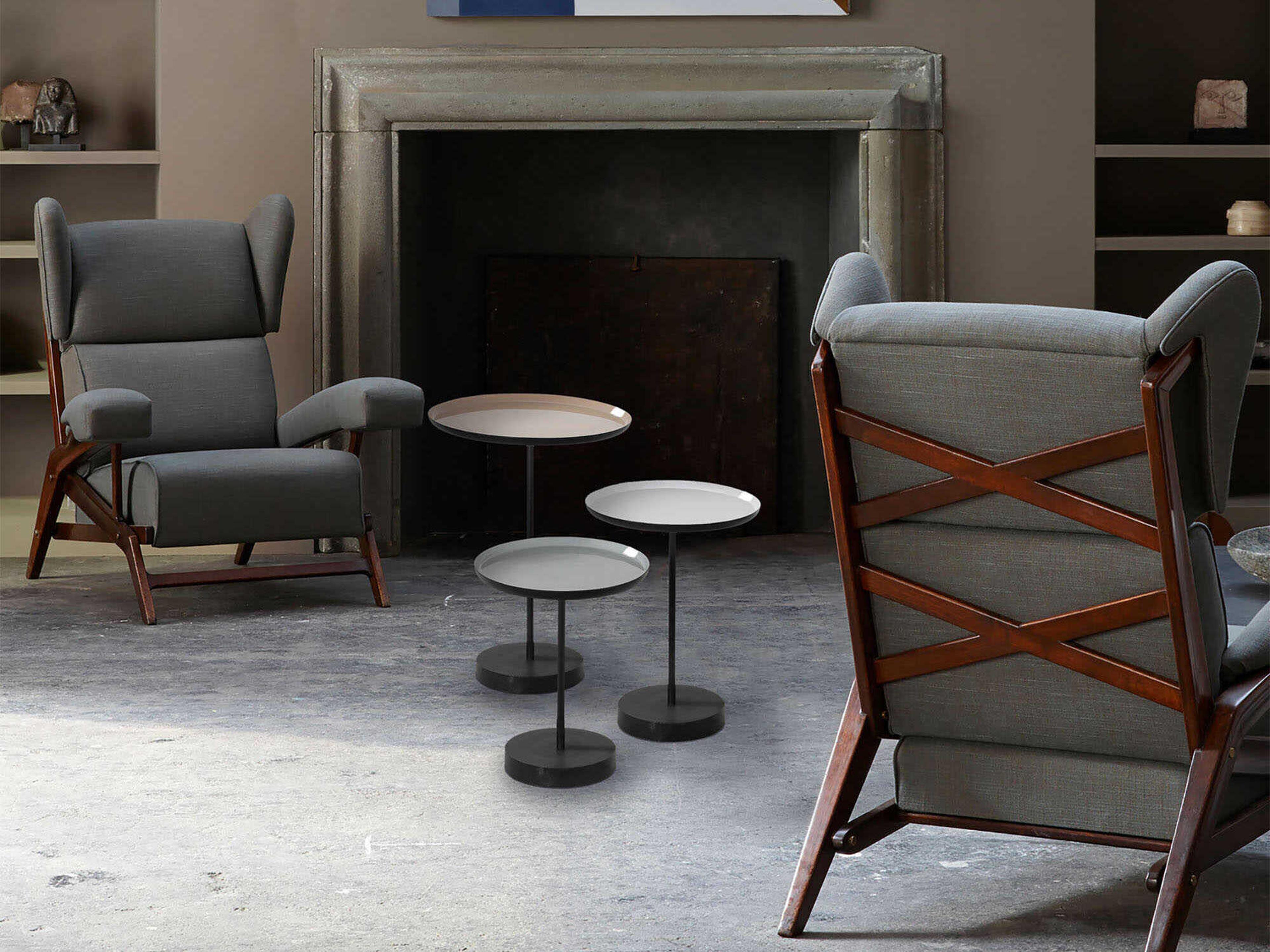 Renwil Stepping Round Metal White Beige Grey End Table