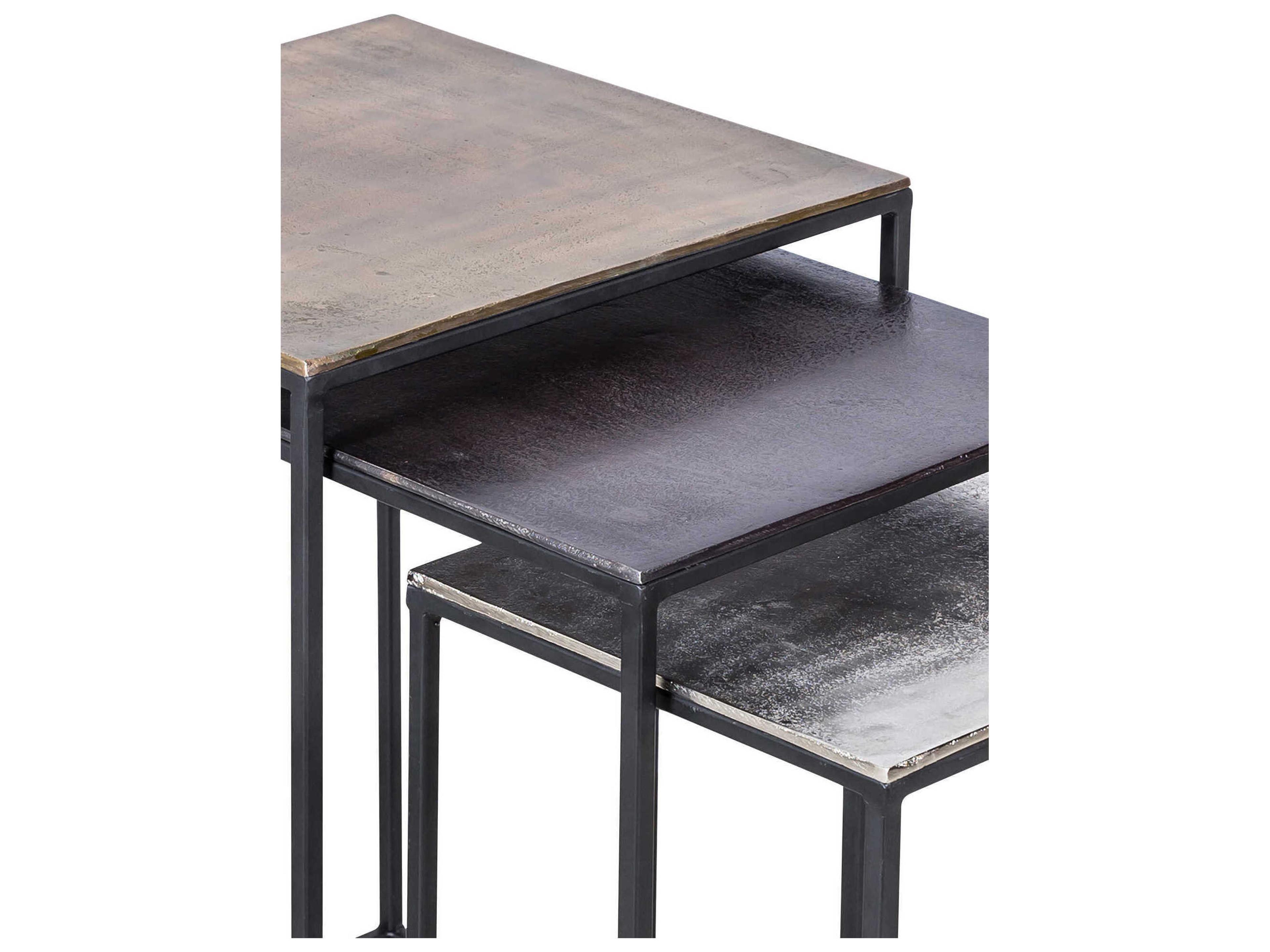 Renwil Threefold Square Metal Antique Brass End Table