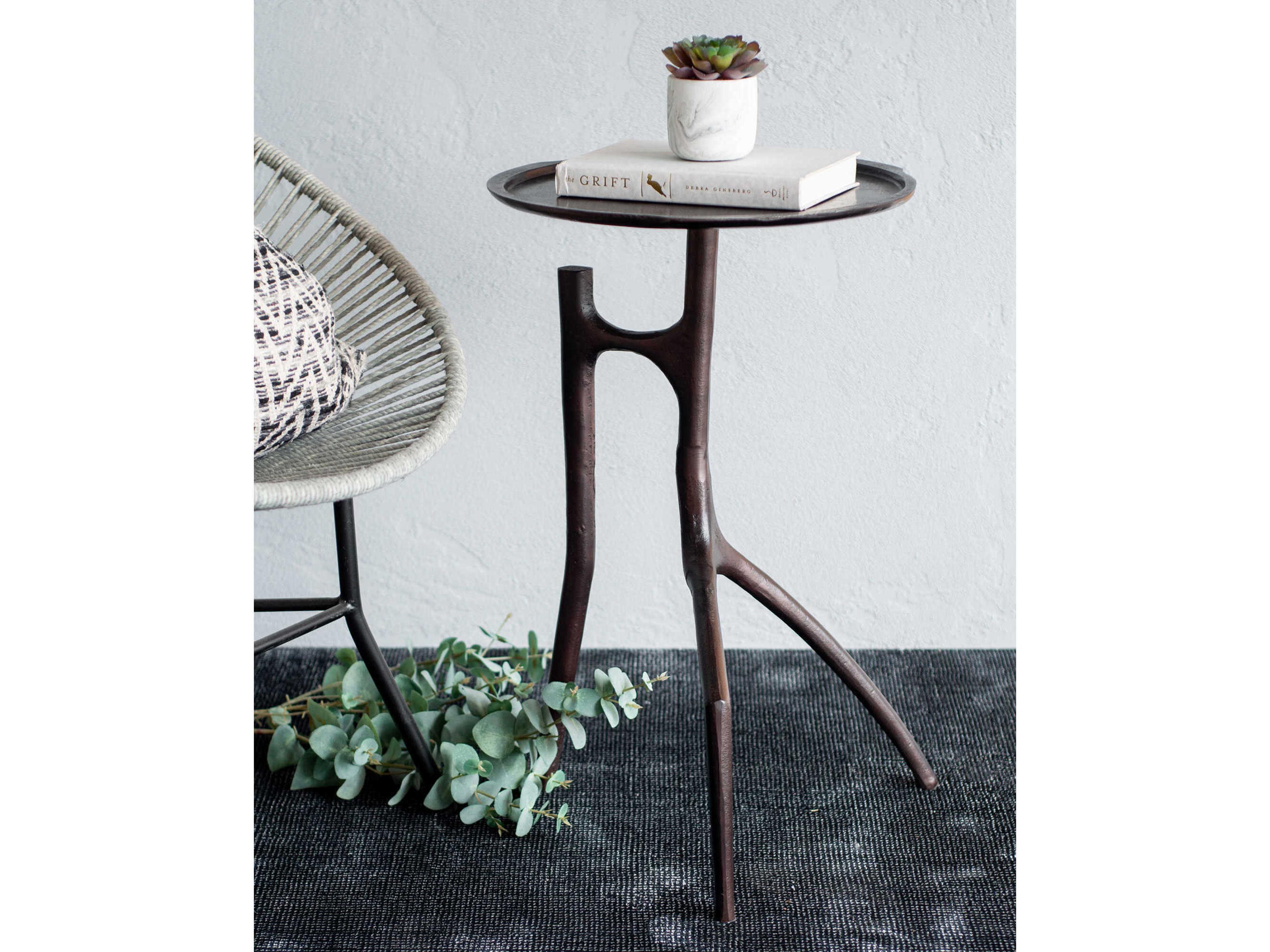 Renwil Maadi Round Metal Bronze End Table