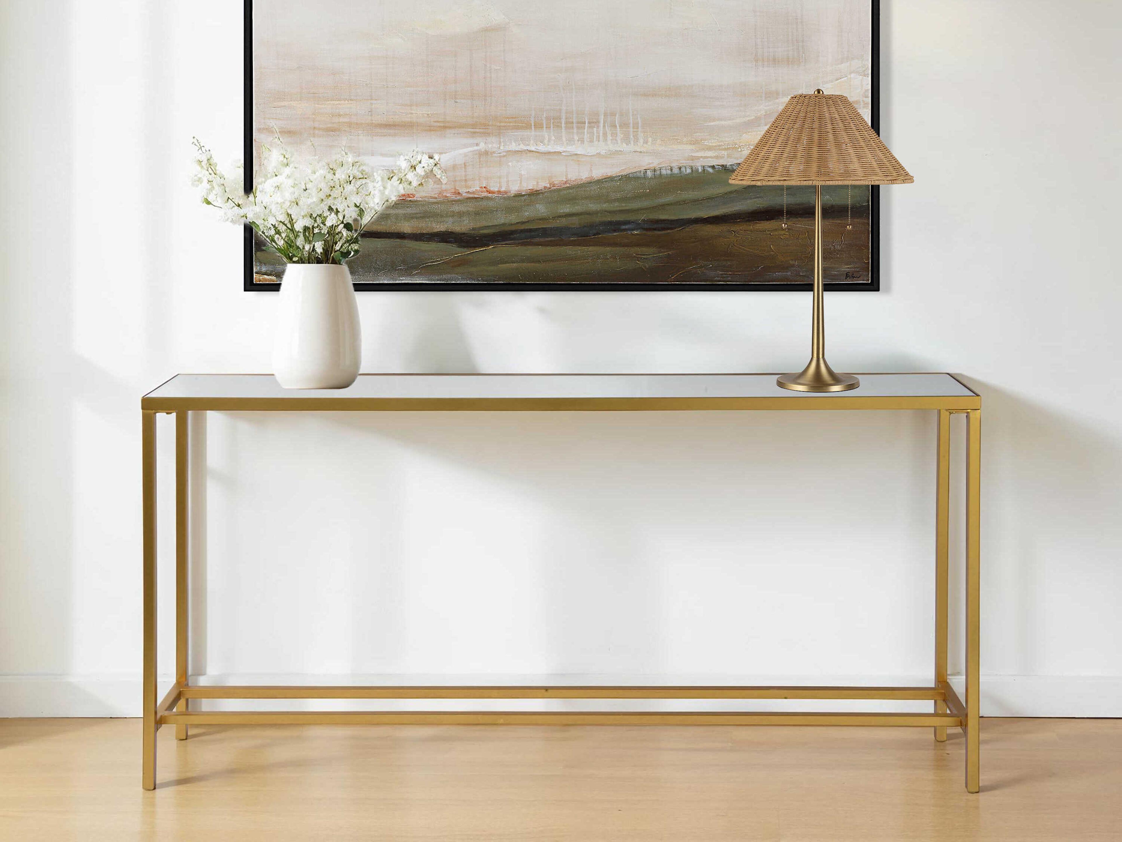 Renwil Havana Rectangular Glass Gold Console Table