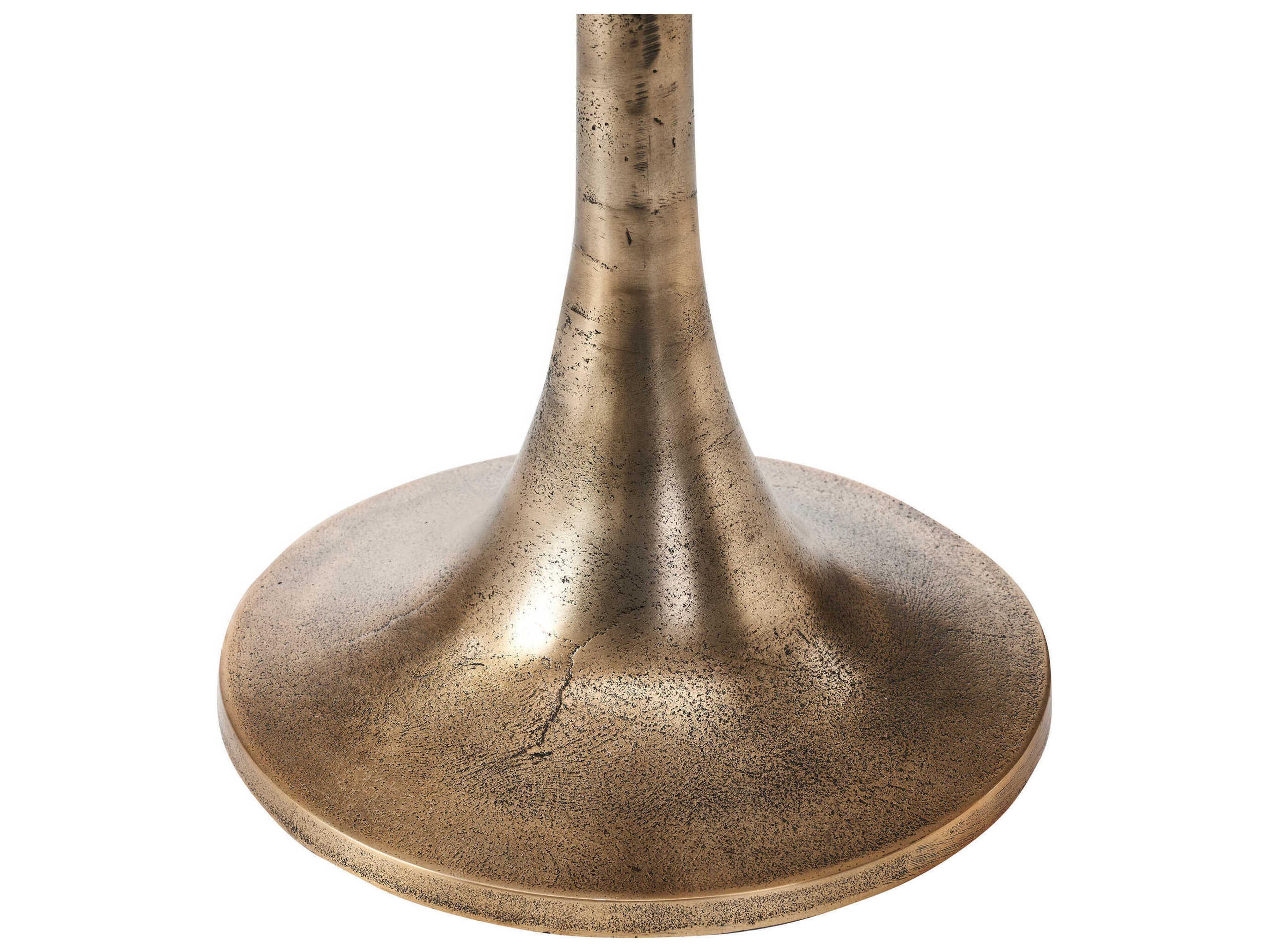 Renwil Amalya Round Marble Antique Brass End Table