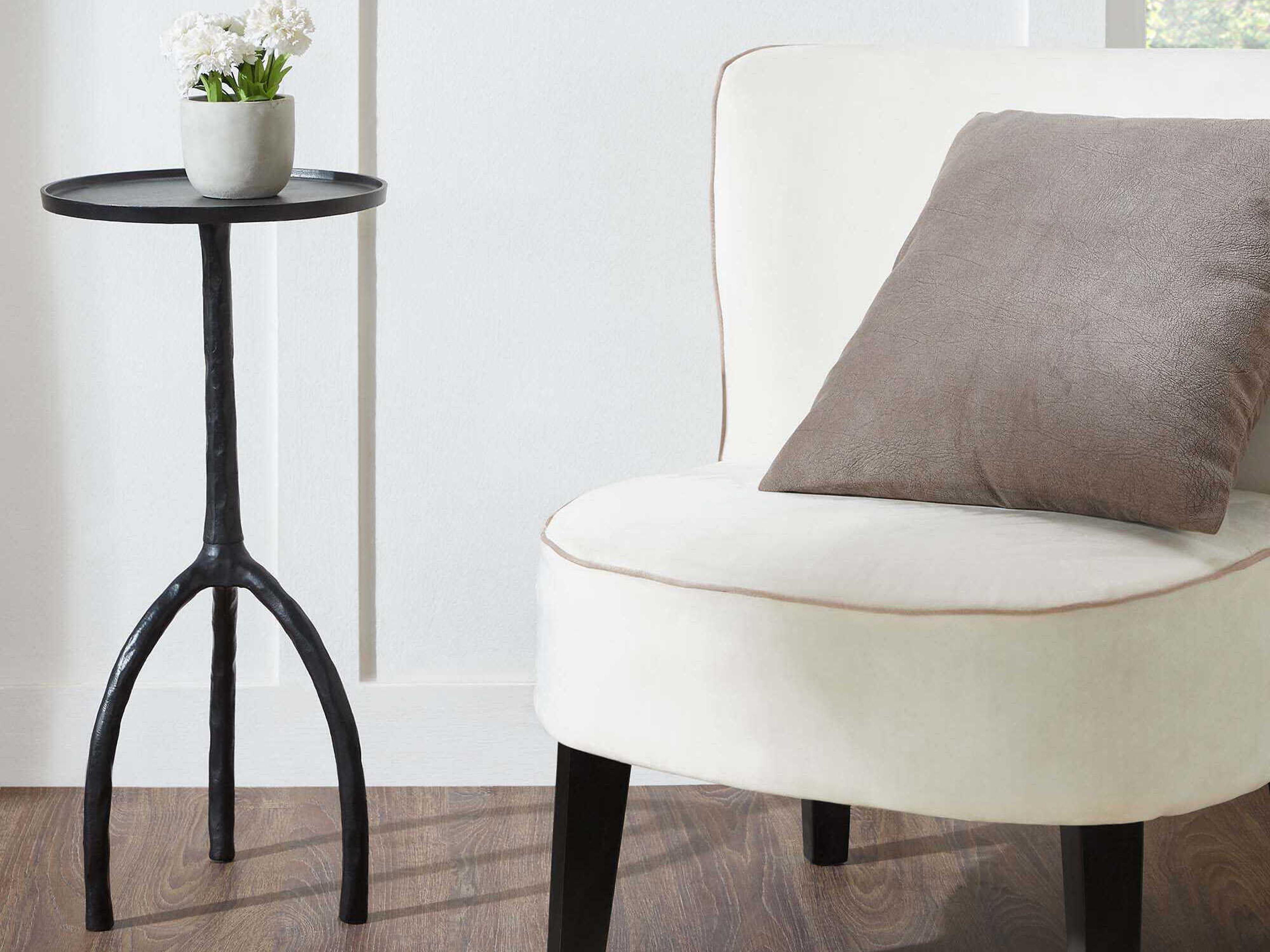 Renwil Konsta Round Metal Matte Black End Table