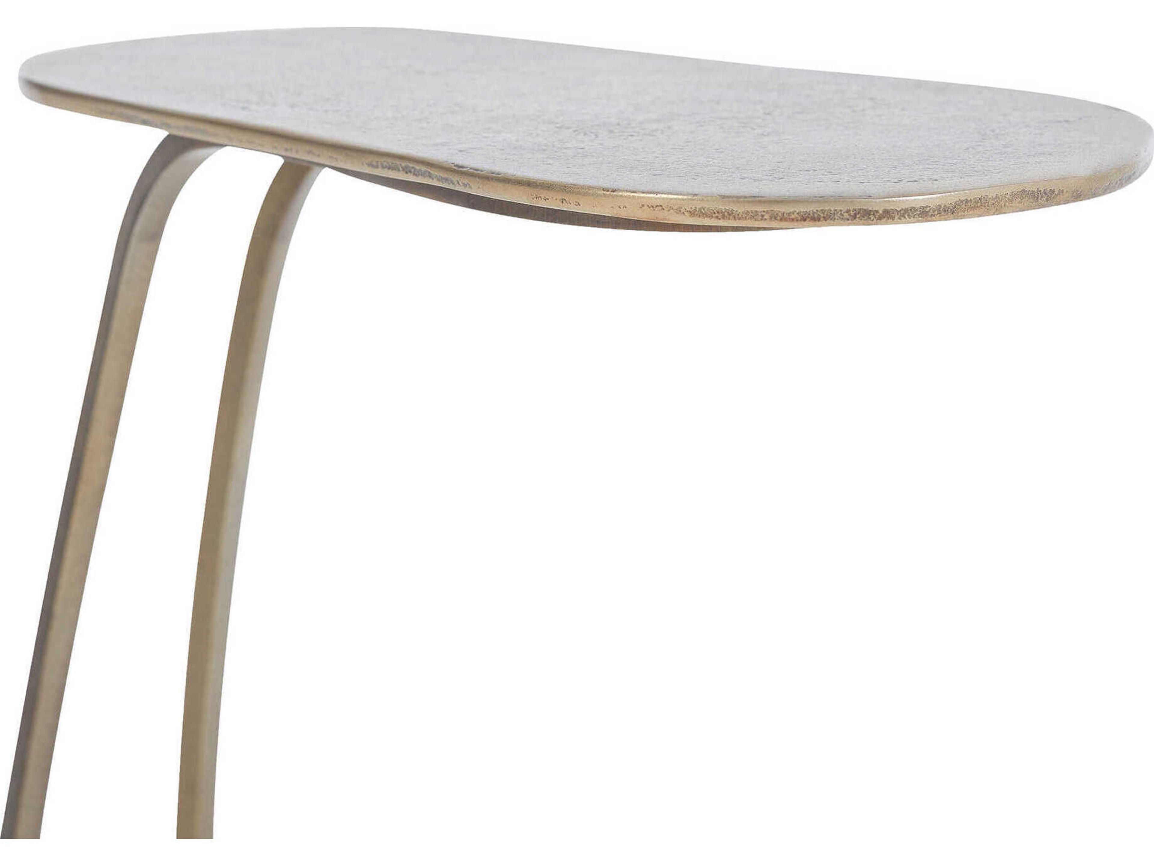 Renwil Balam Oval Marble Antique Brass End Table