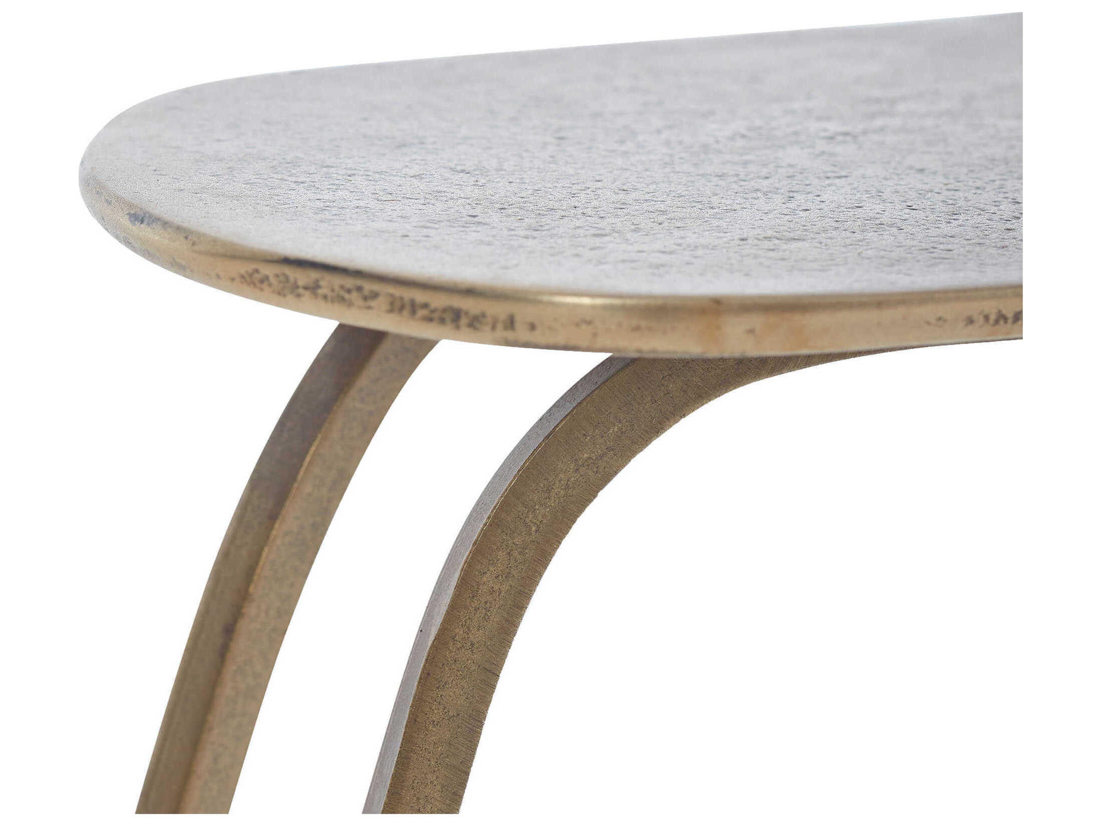 Renwil Balam Oval Marble Antique Brass End Table