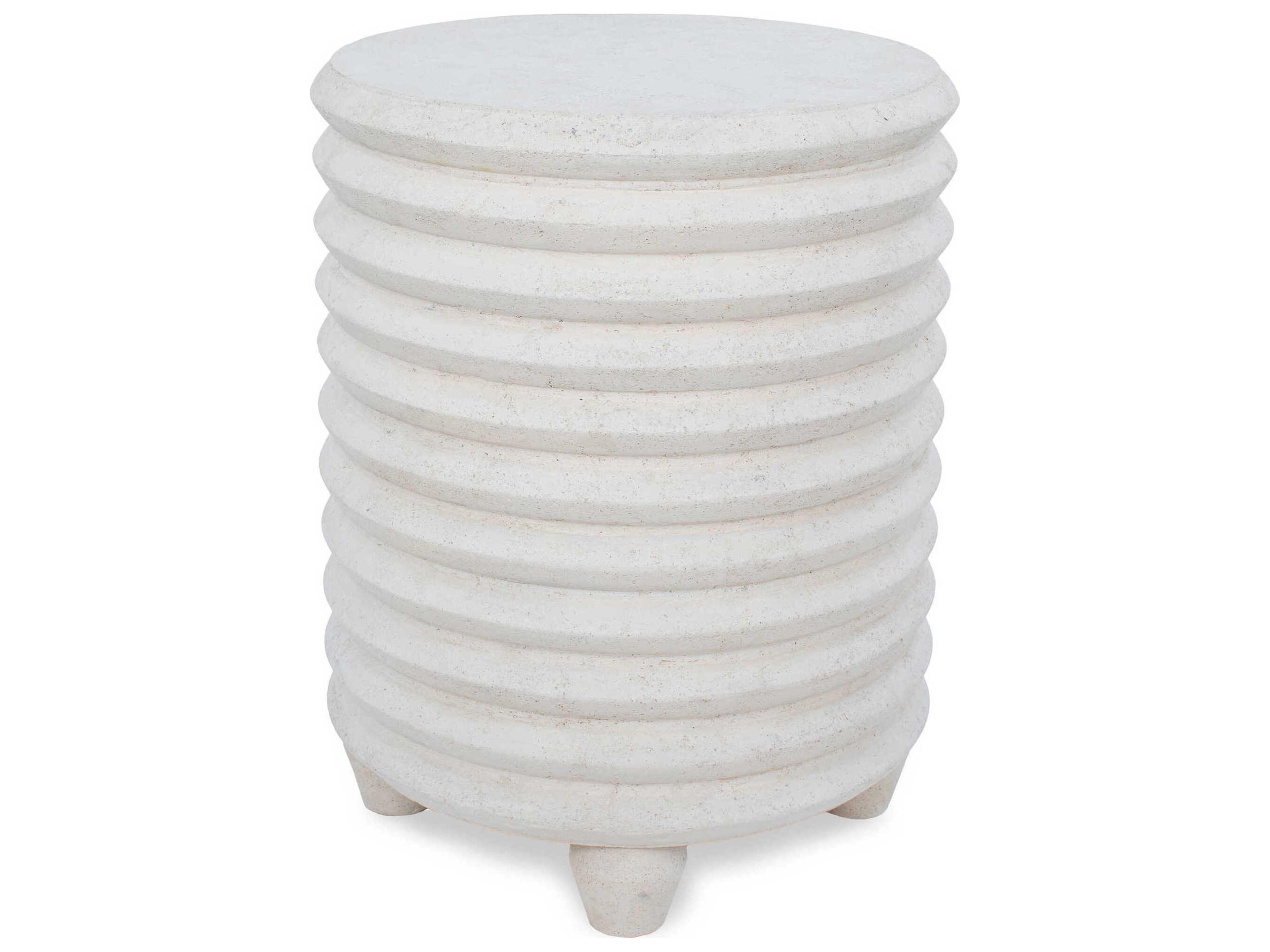 Aleksi Round Stone Natural End Table