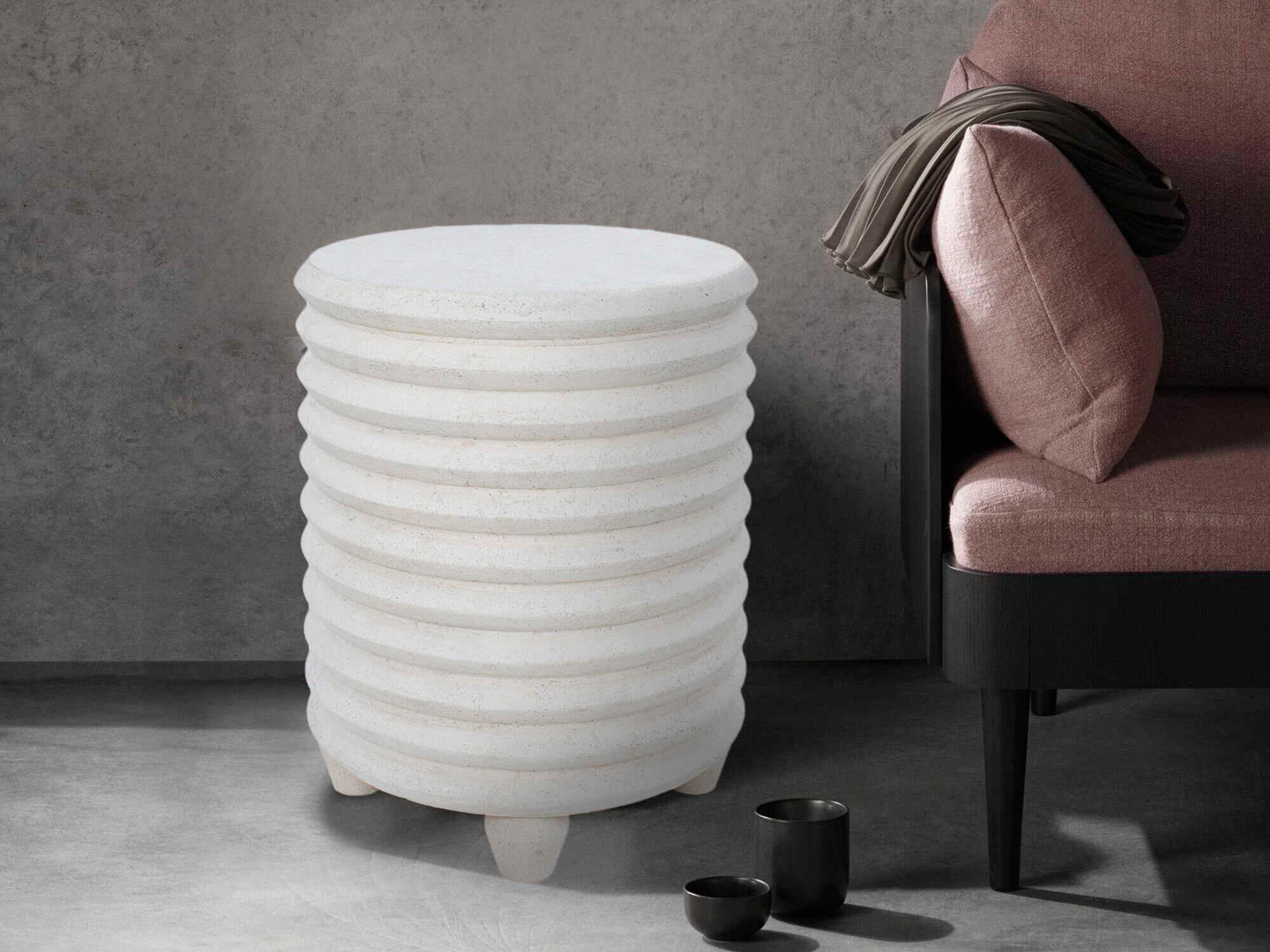 Renwil Aleksi Round Stone Natural End Table