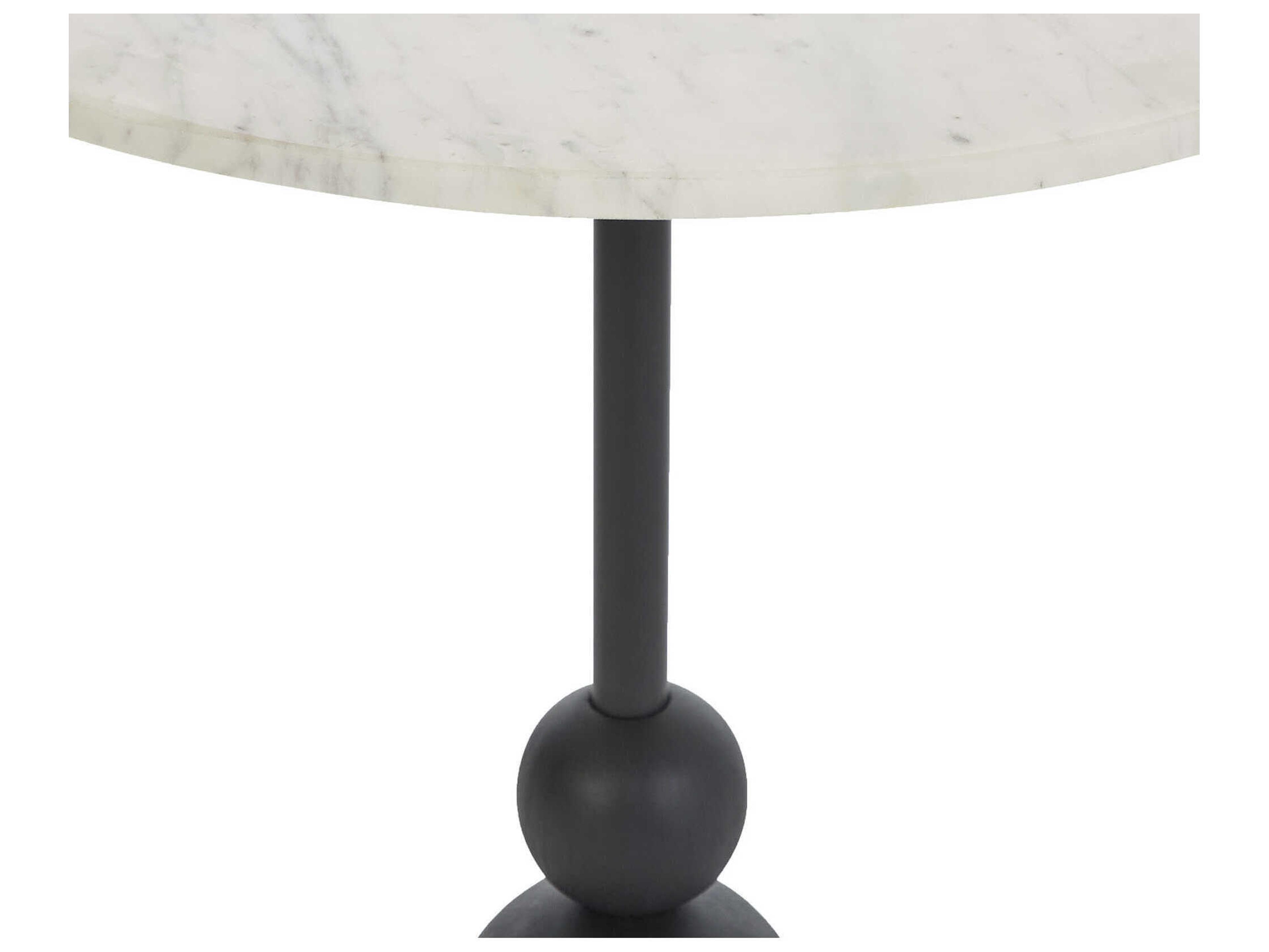 Renwil Corrine Round Marble Matte Black End Table
