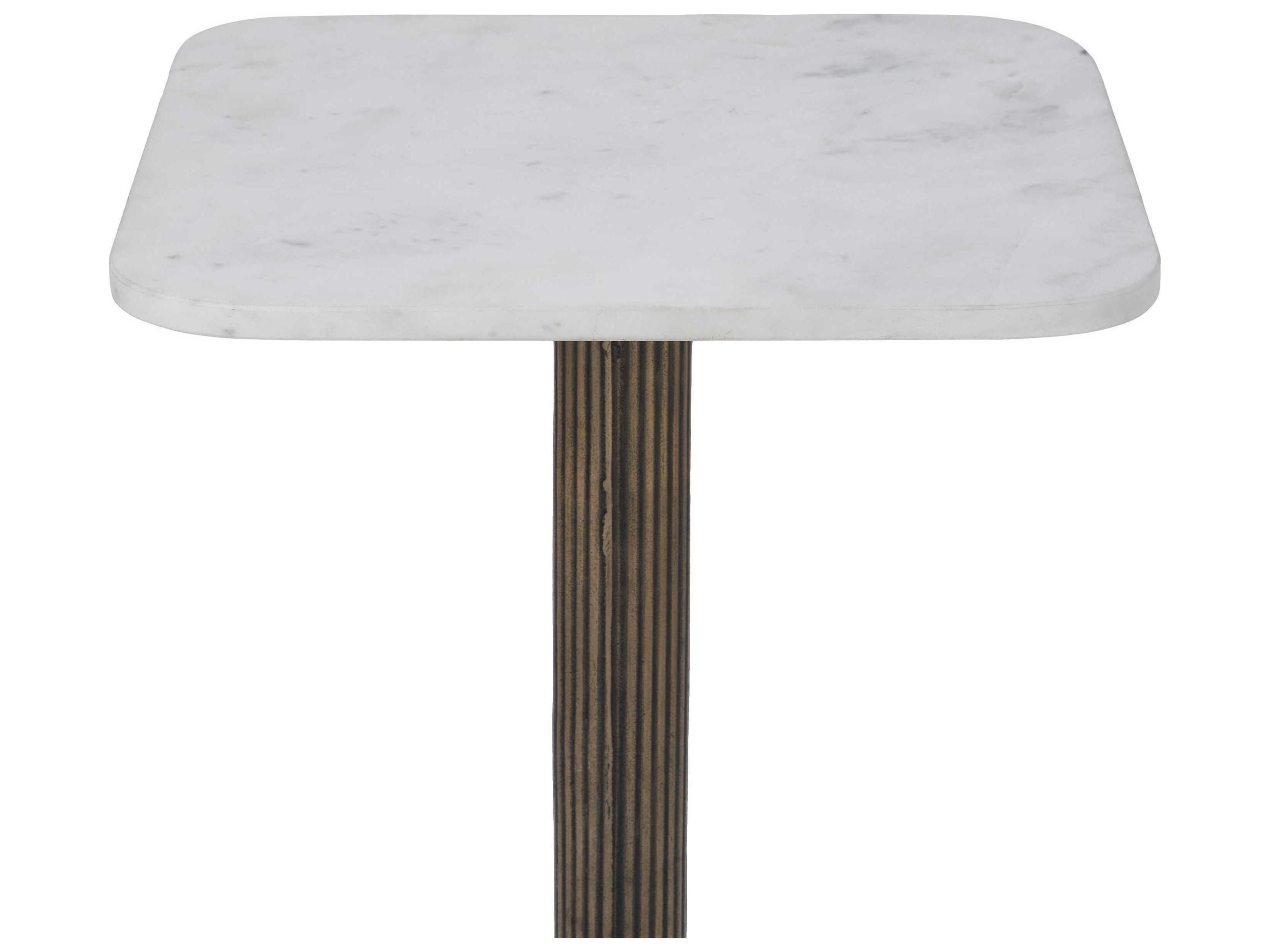 Renwil Allard Square Marble Antique Brass End Table