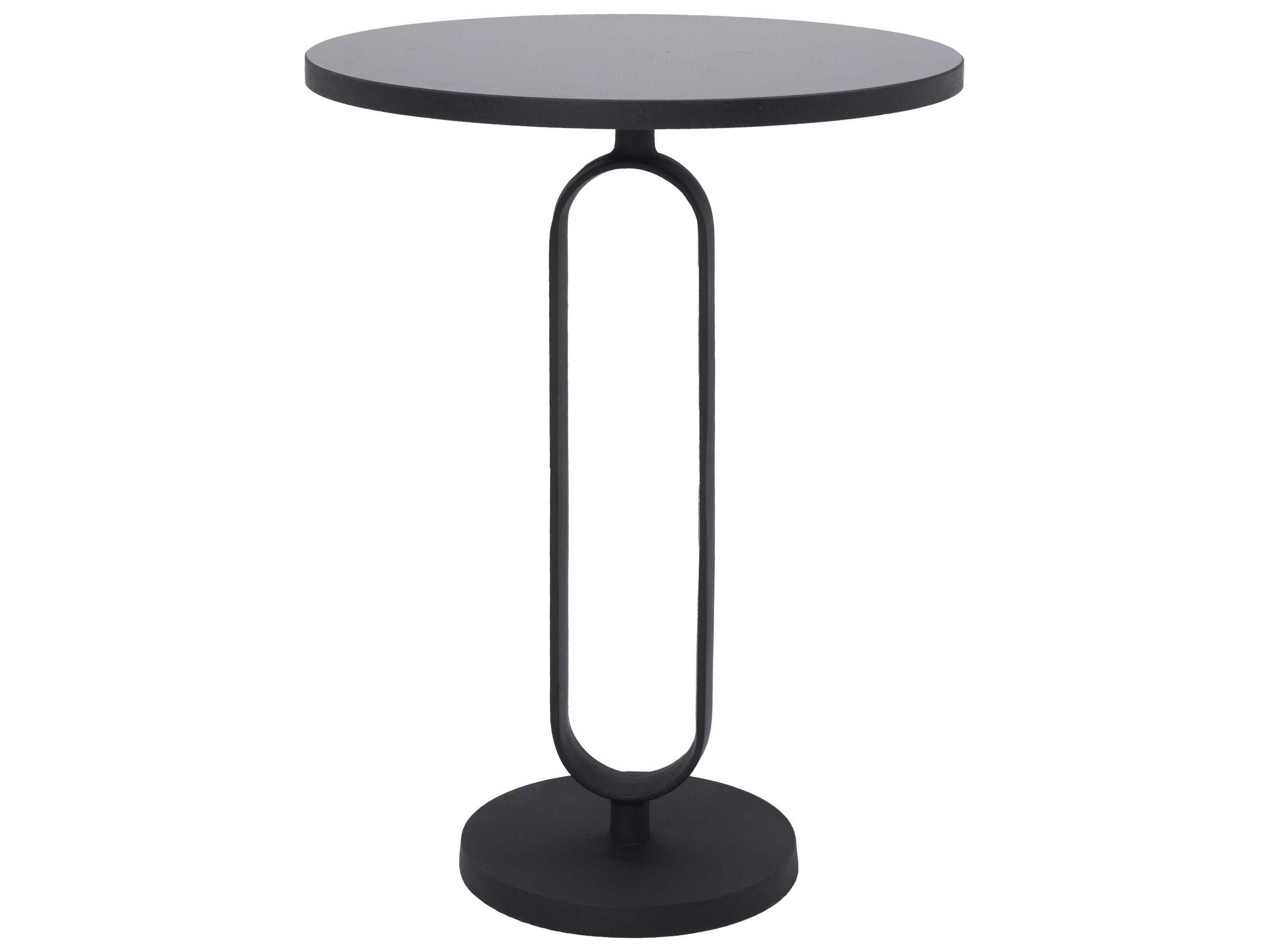 Renwil Eryx Round Stone Matte Black End Table