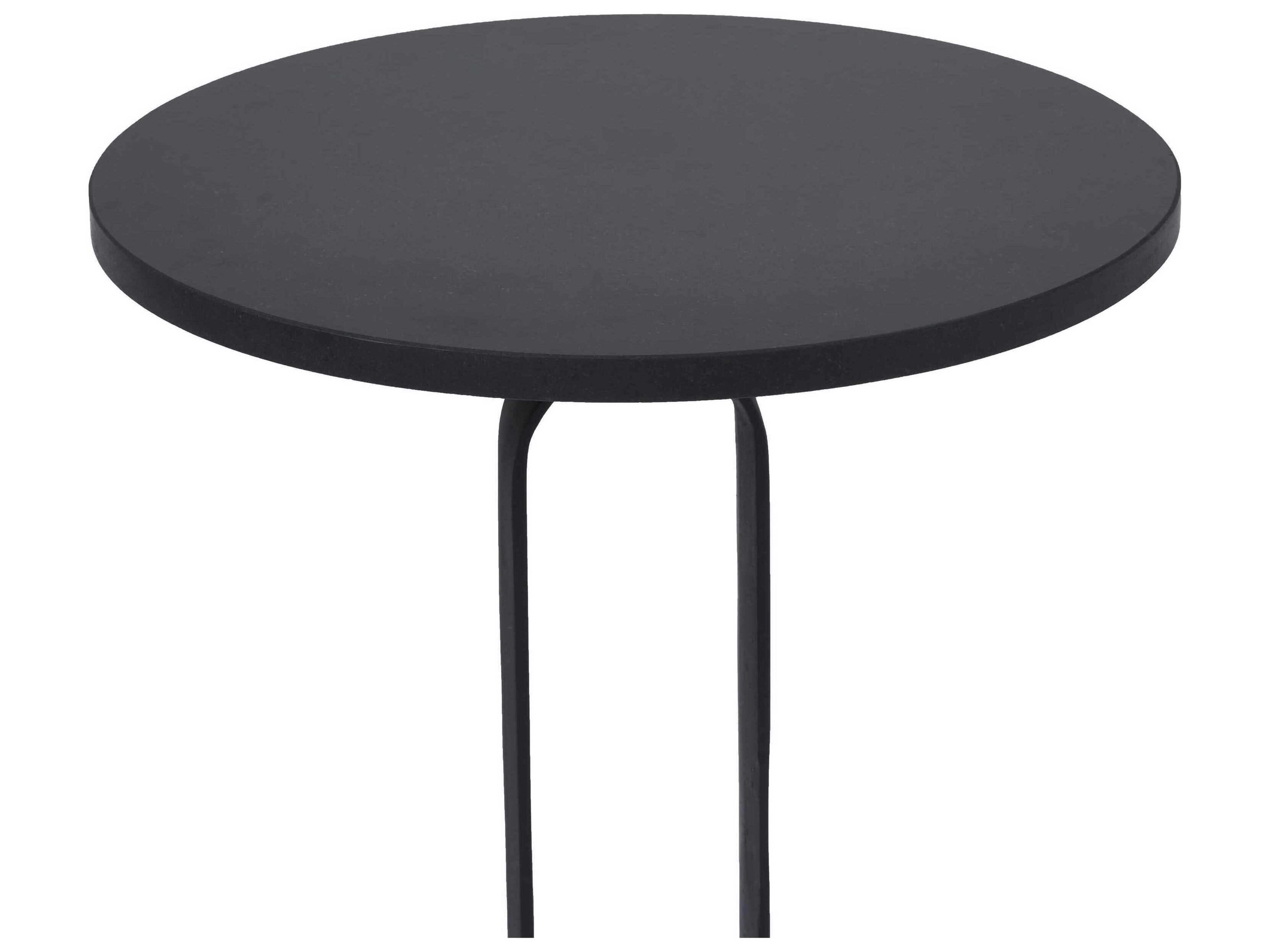 Renwil Eryx Round Stone Matte Black End Table