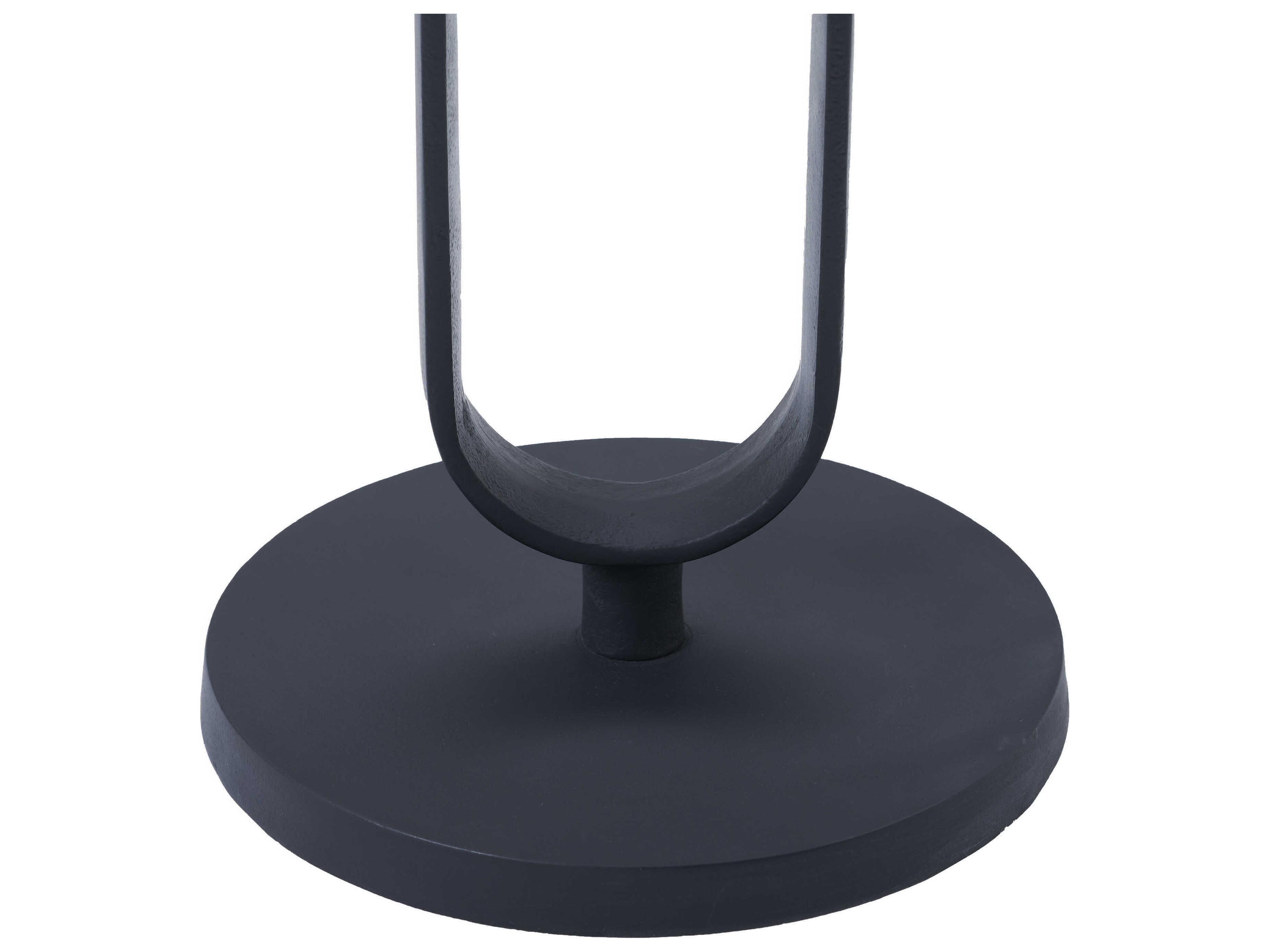 Renwil Eryx Round Stone Matte Black End Table