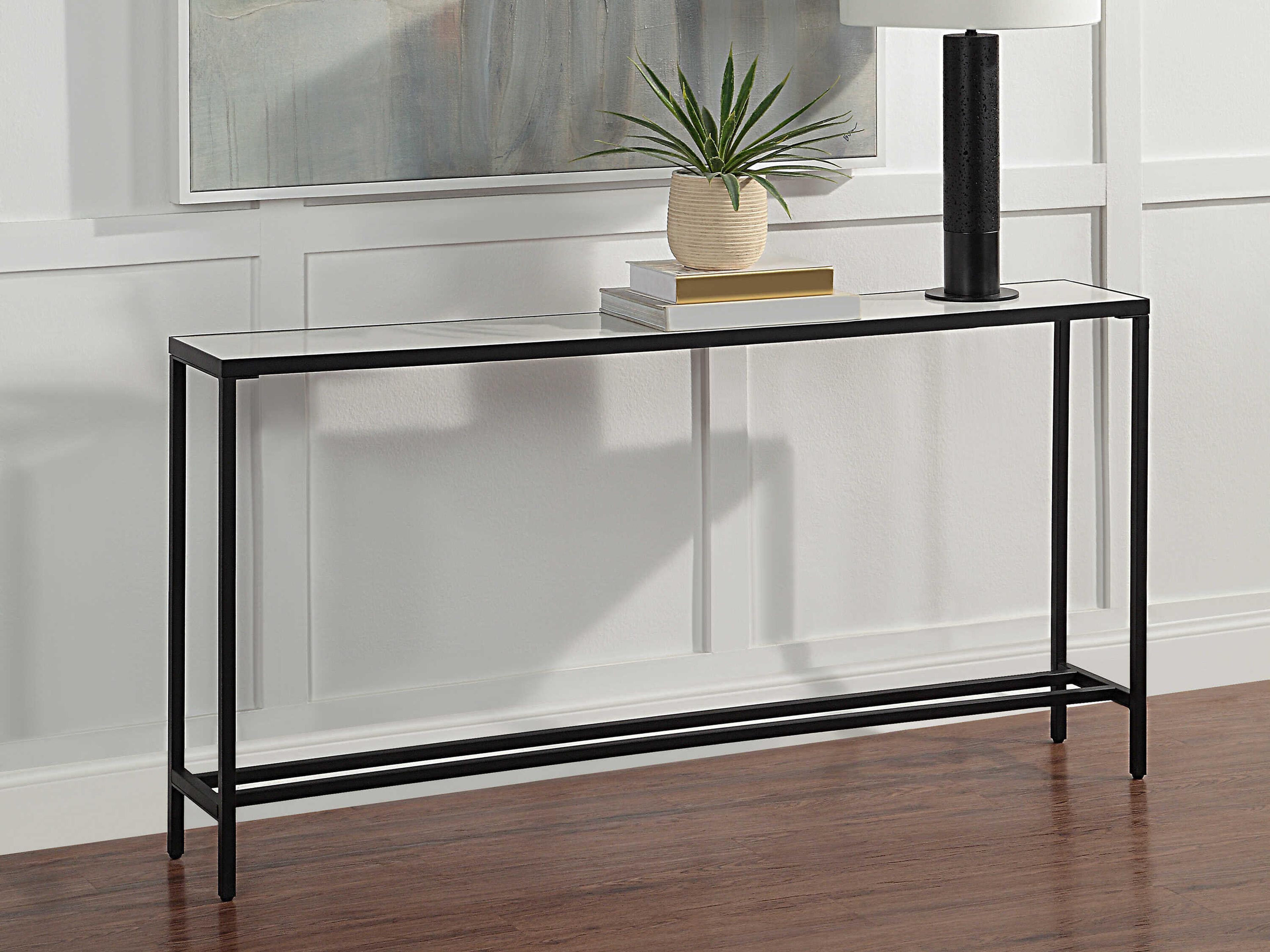 Renwil Bodin Rectangular Stone Matte Black Console Table