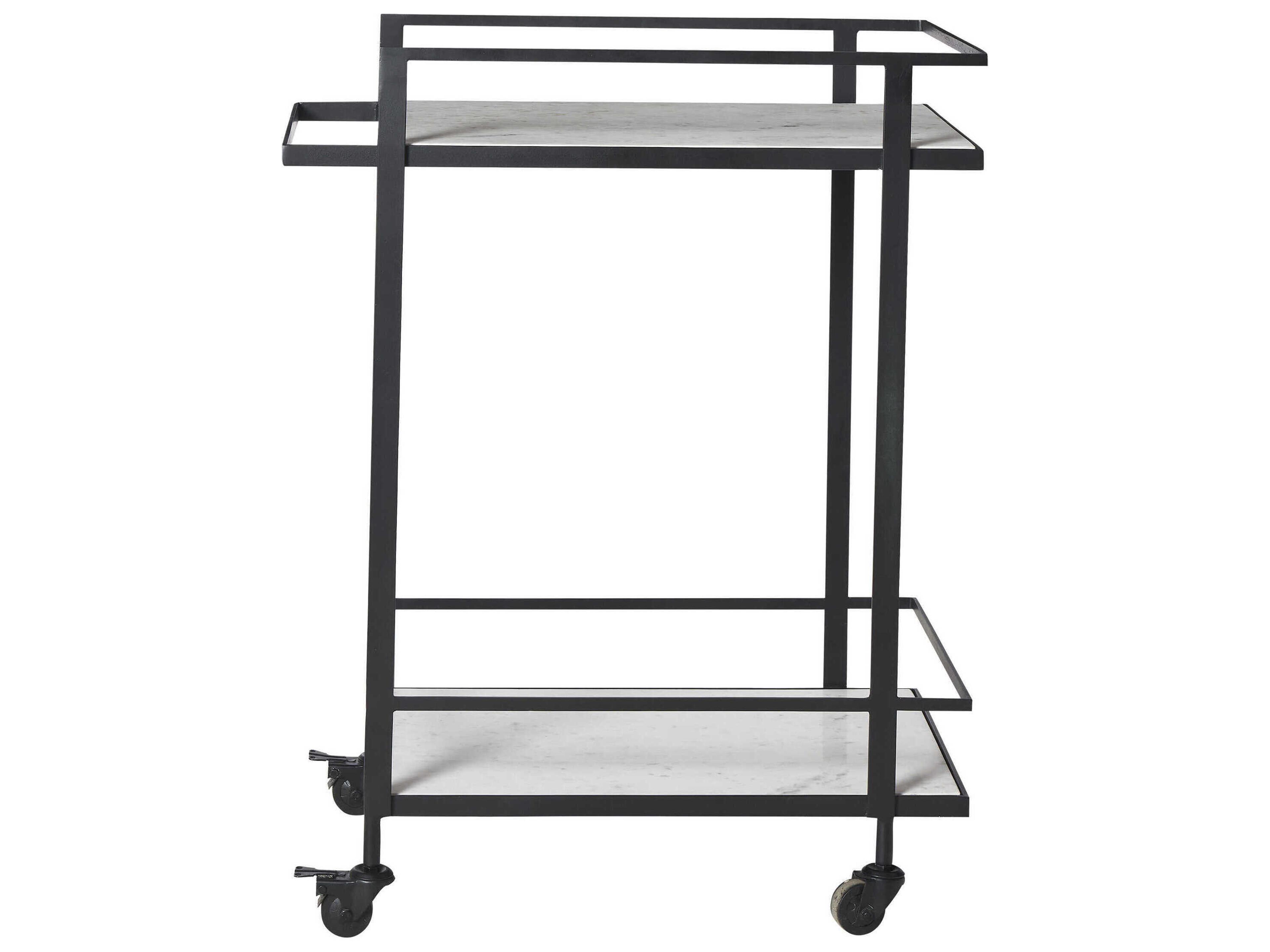 Marble Matte Black Colton Bar Cart
