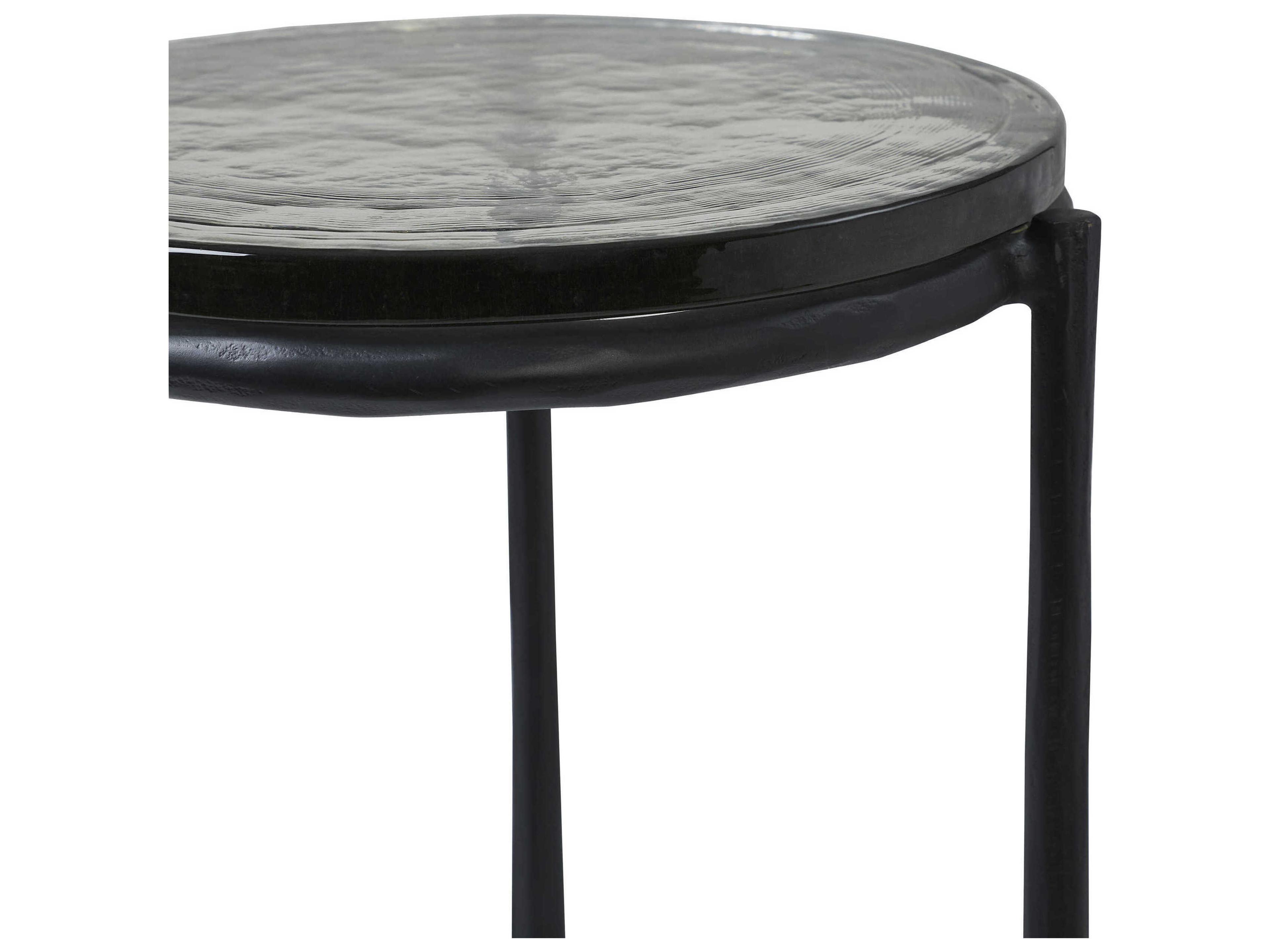 Renwil Avila Round Glass Black End Table