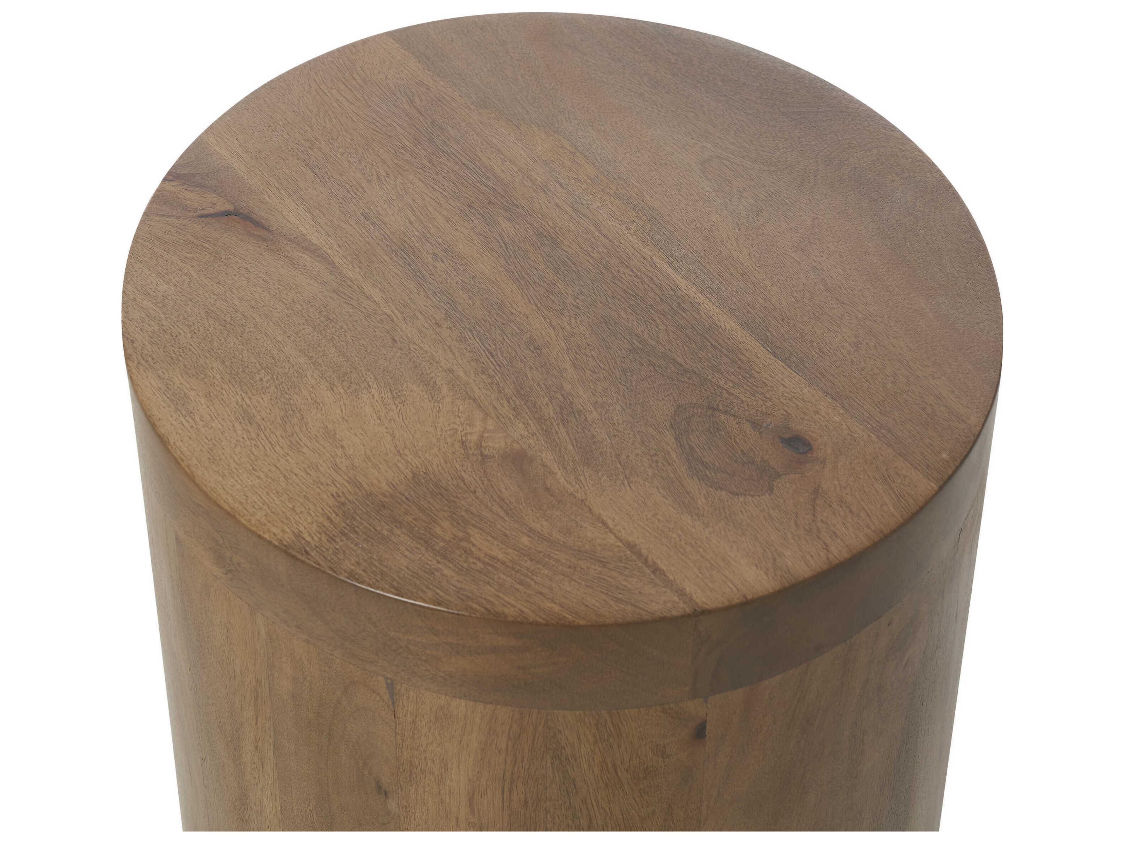 Renwil Salvatore Round Wood Light Brown End Table