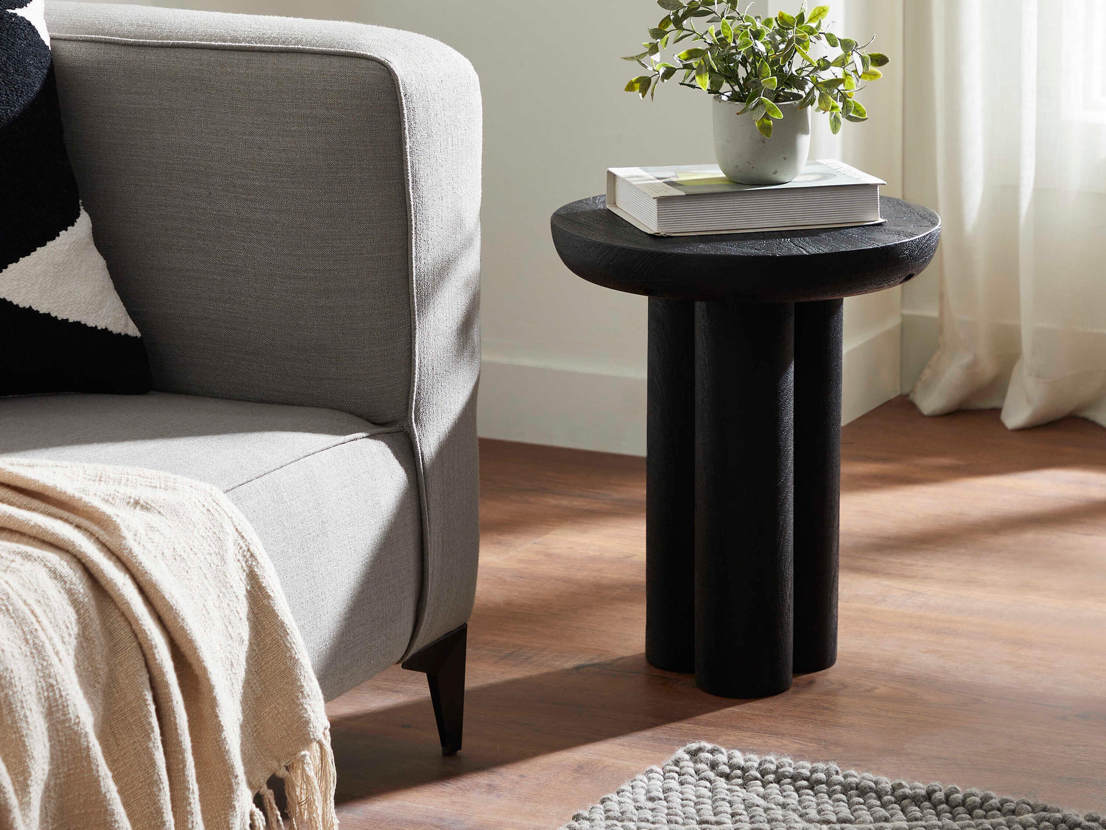 Renwil Quintin Round Wood Black End Table