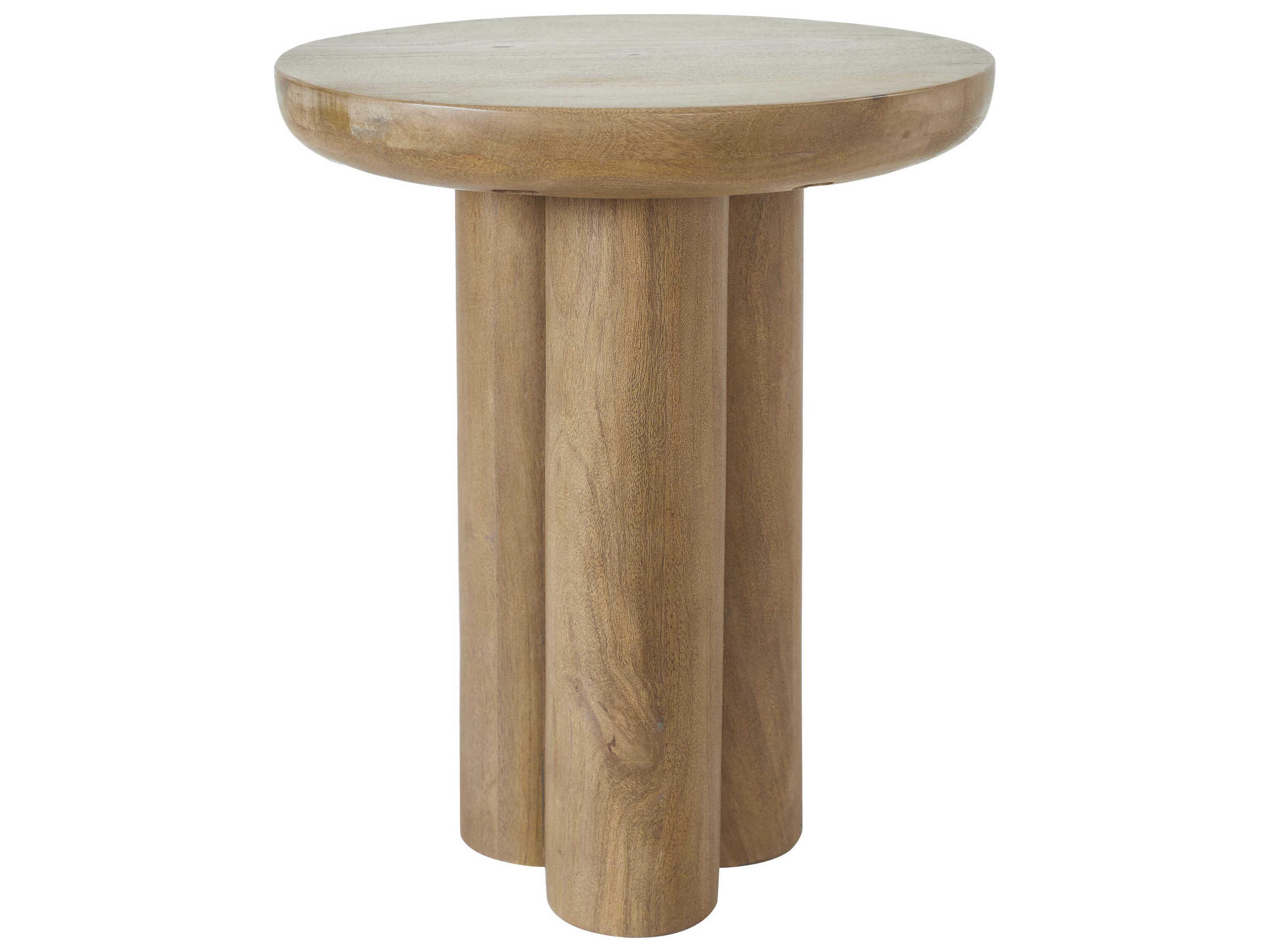 Honey Round Wood Light Brown End Table