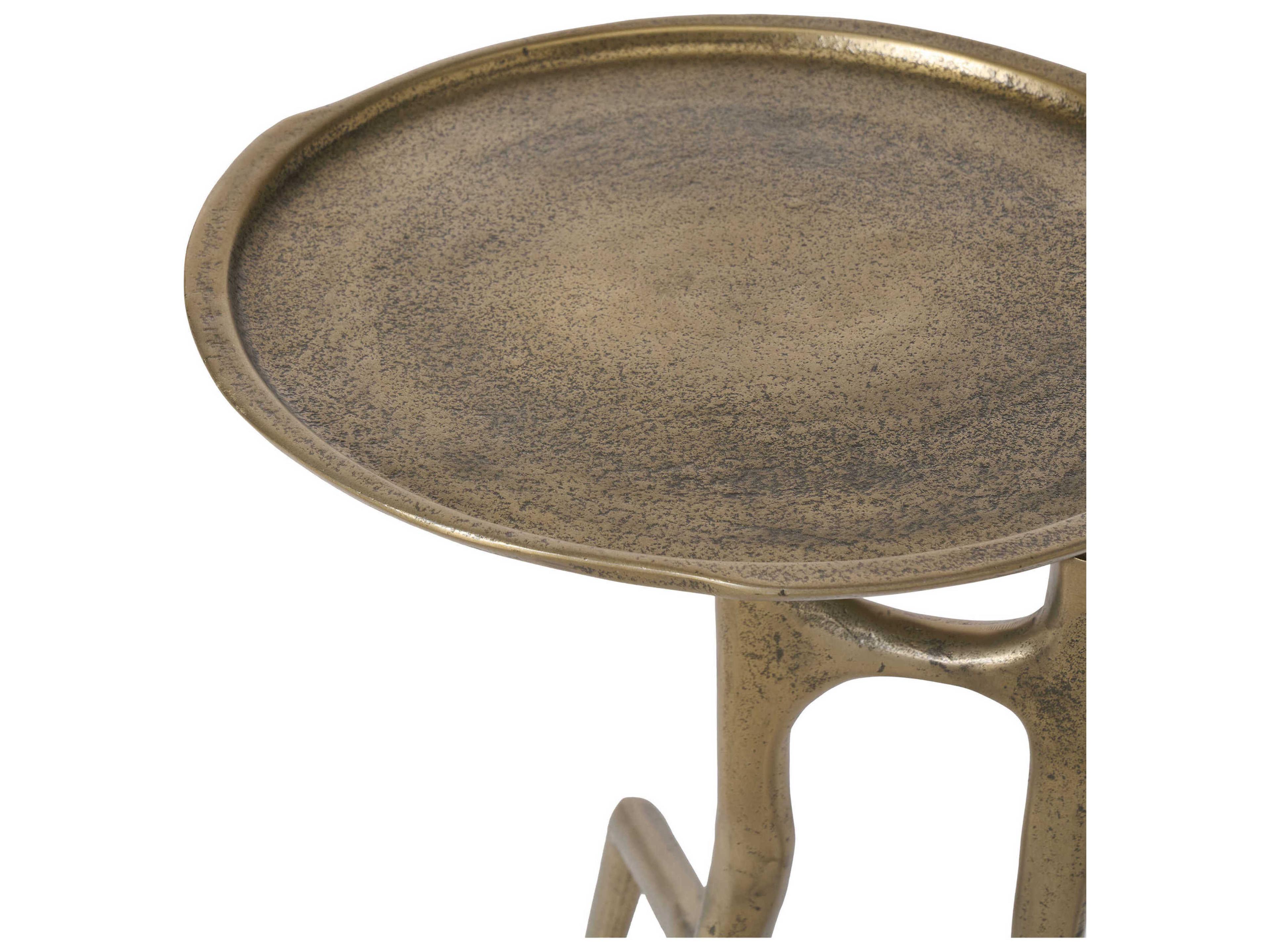 Renwil Tosca Round Metal Antique Brass End Table