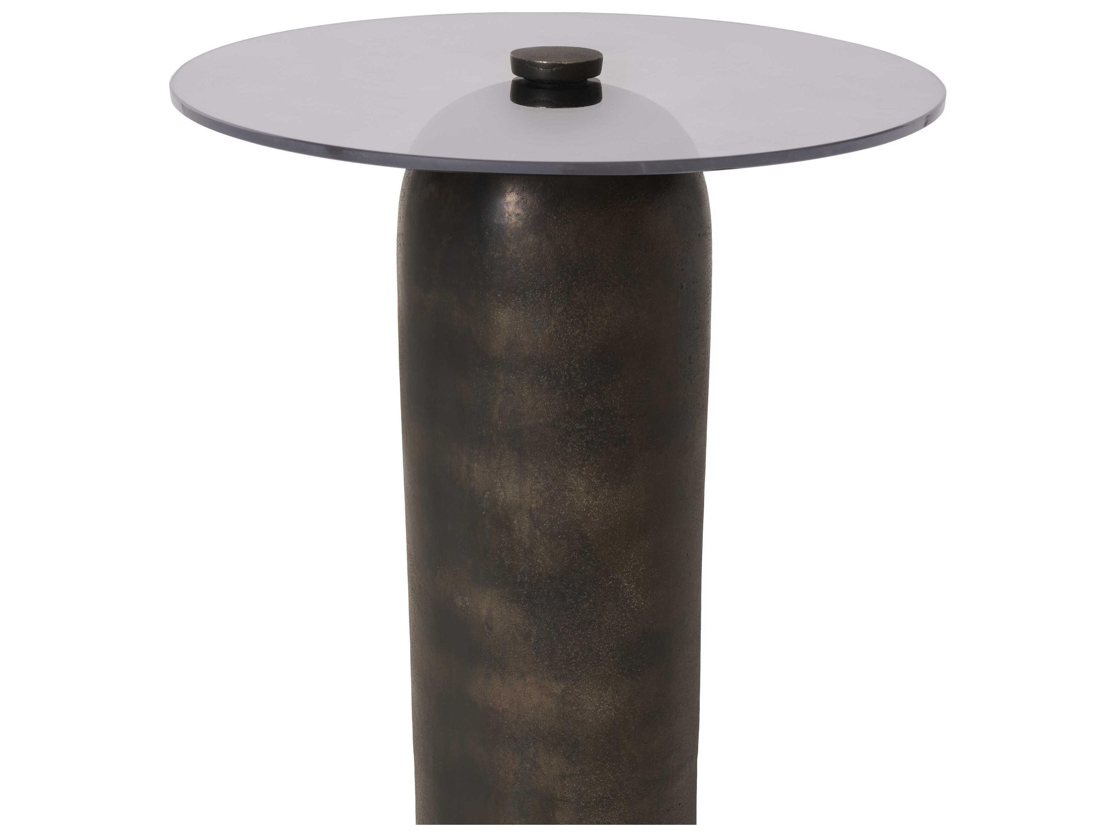 Renwil Arta Round Glass Charcoal Grey End Table