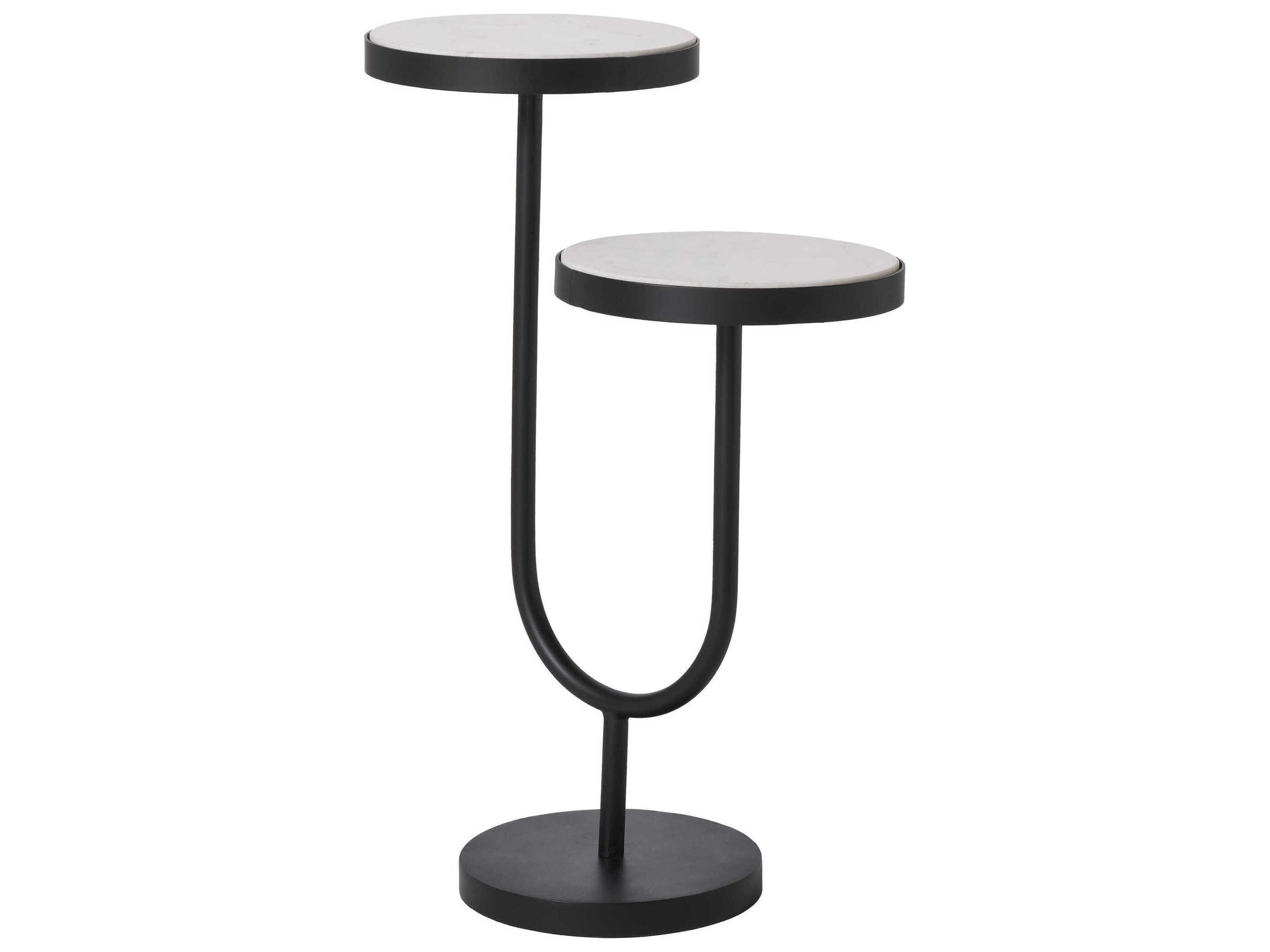 Renwil Ambra Round Marble Matte Black End Table