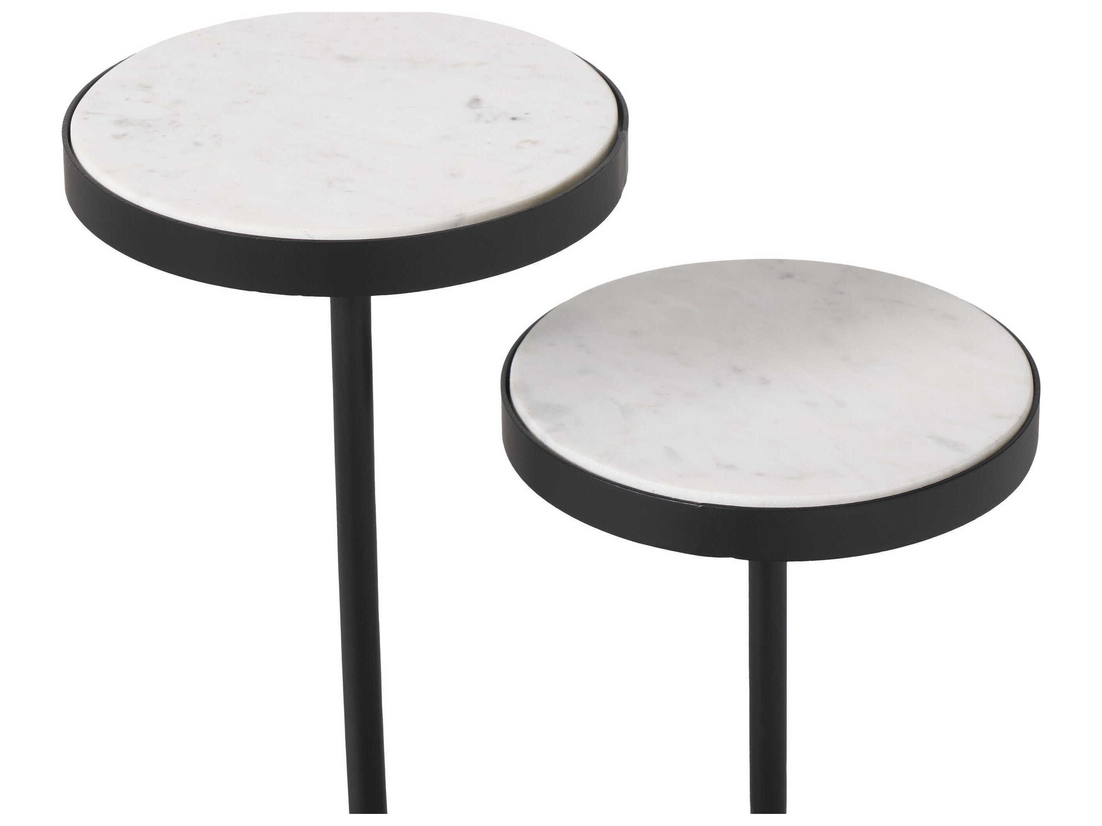 Renwil Ambra Round Marble Matte Black End Table