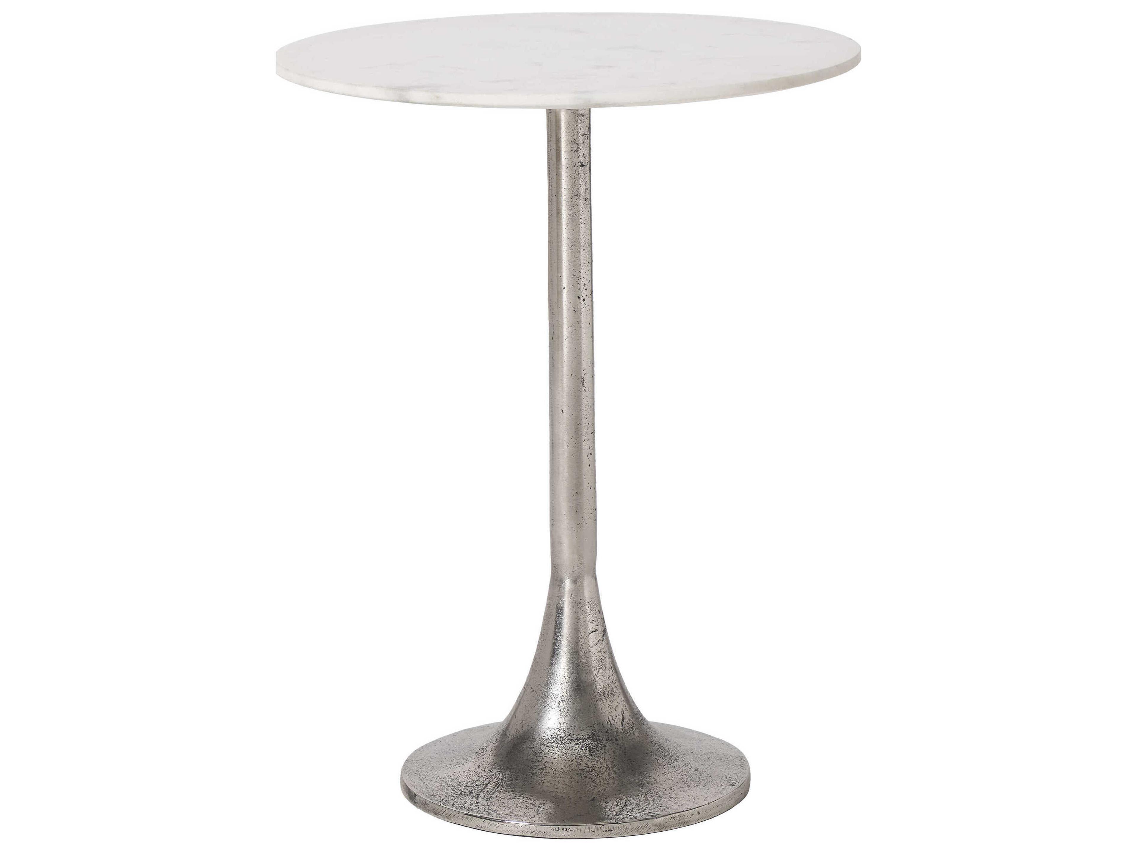 Eloa Round Marble Antique Nickel End Table