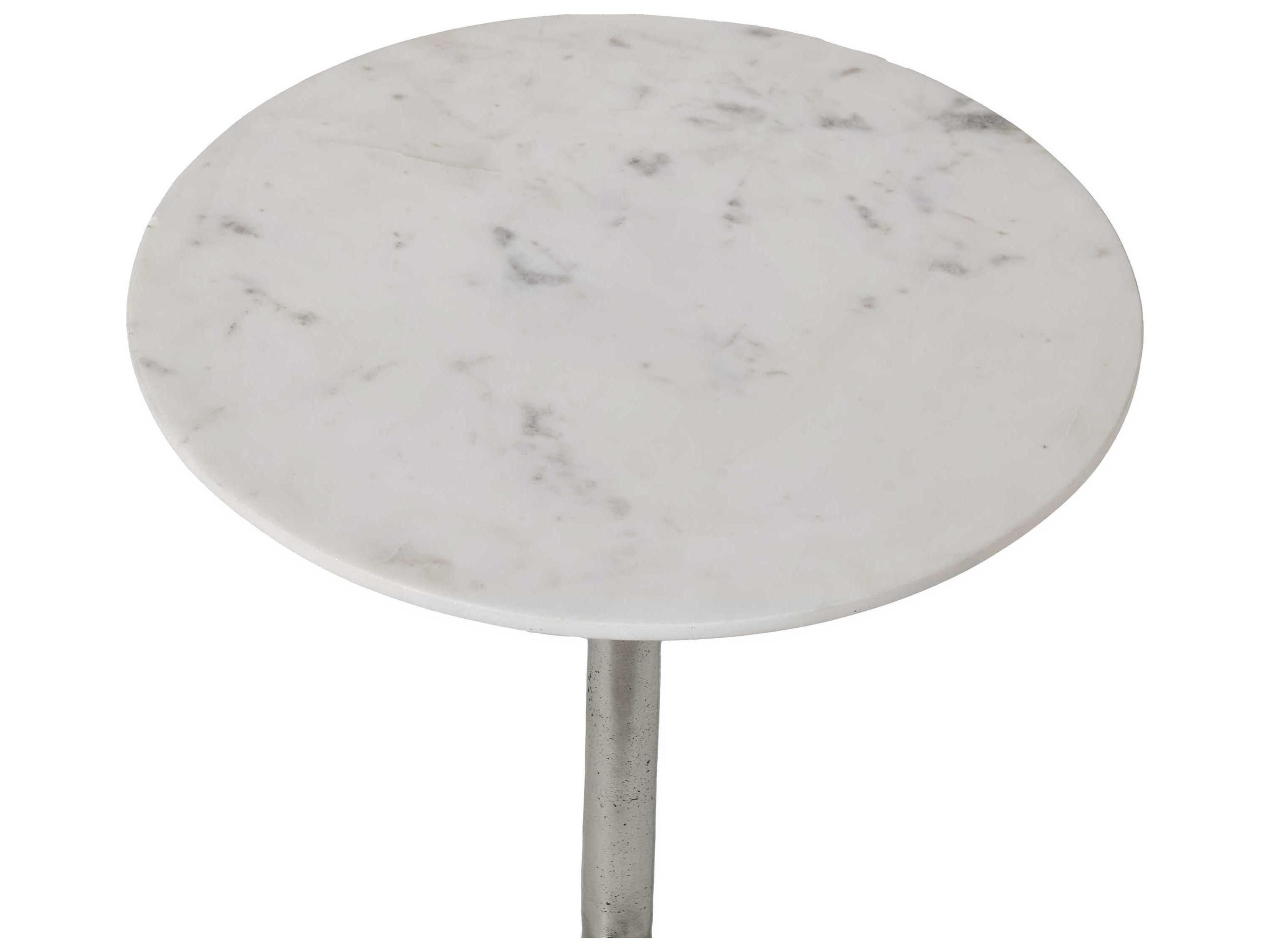 Renwil Eloa Round Marble Antique Nickel End Table