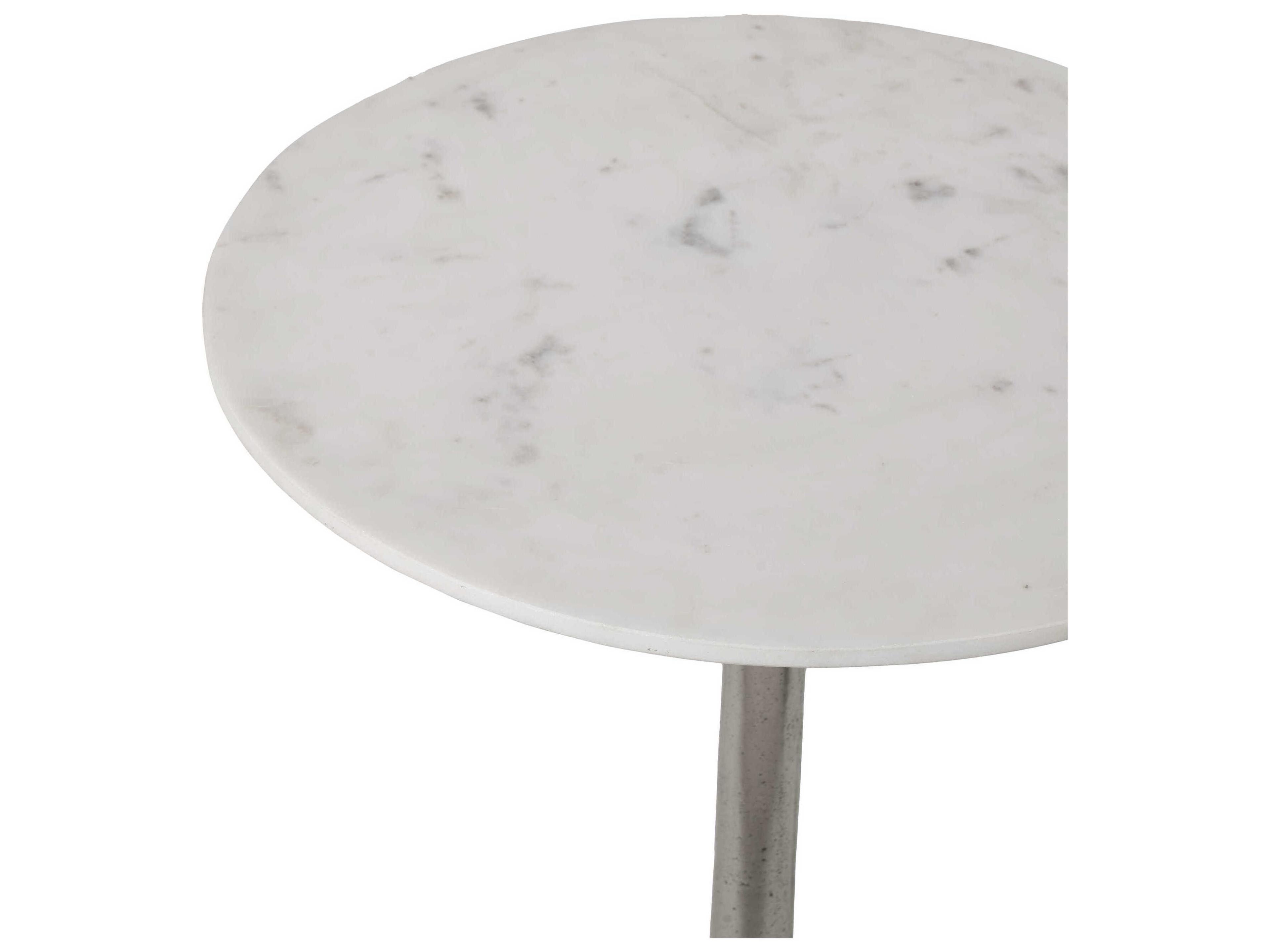 Renwil Eloa Round Marble Antique Nickel End Table