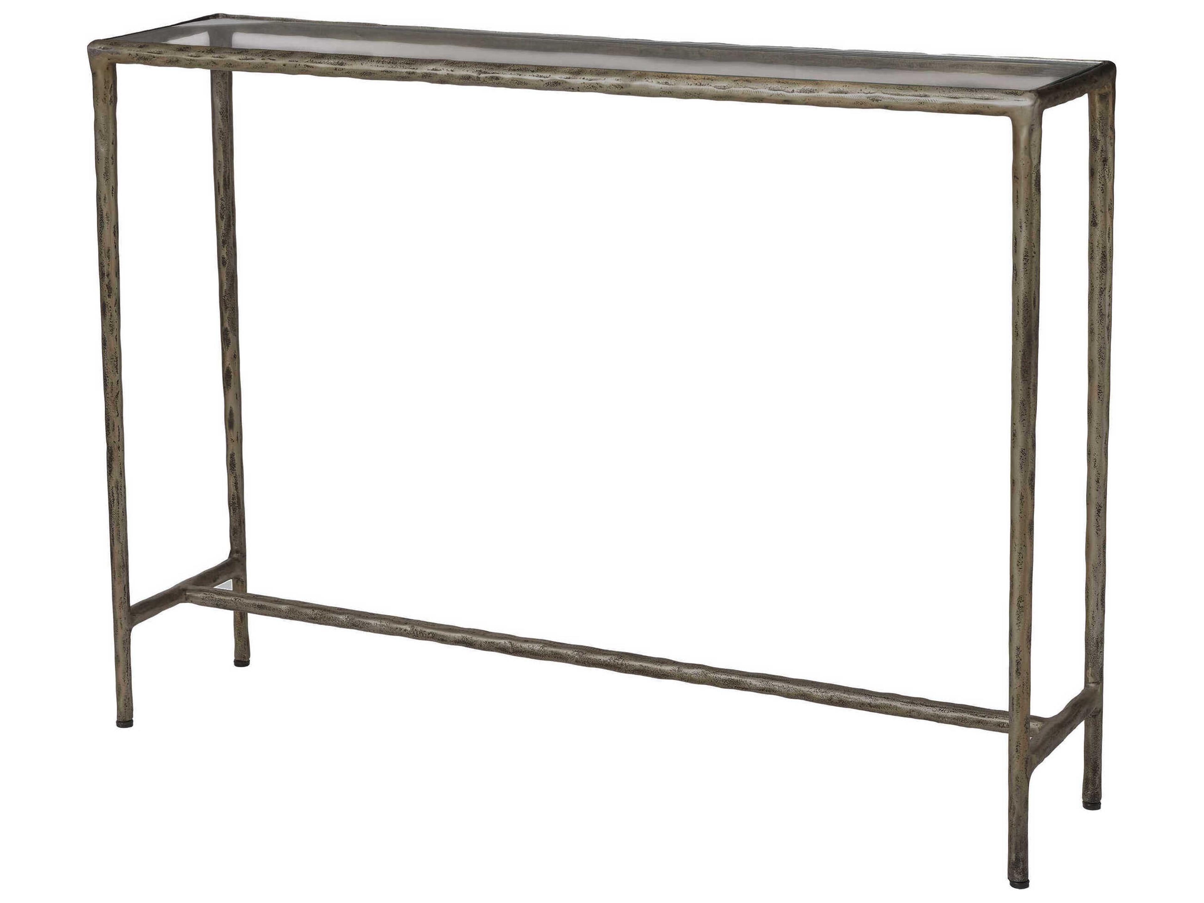 Nara Rectangular Glass Antique Brass Console Table